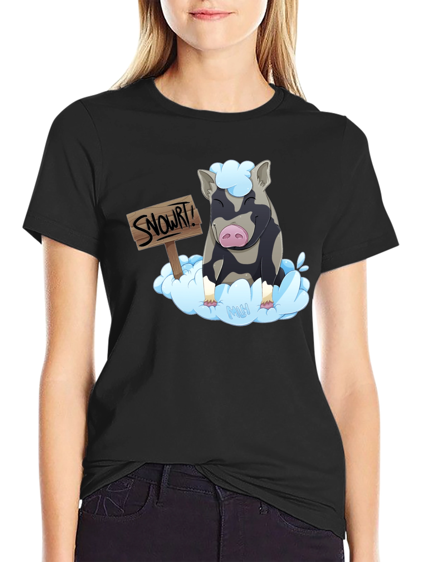 Black Snort! Pig Cloud T-Shirt - Men's Graphic Tee view 2