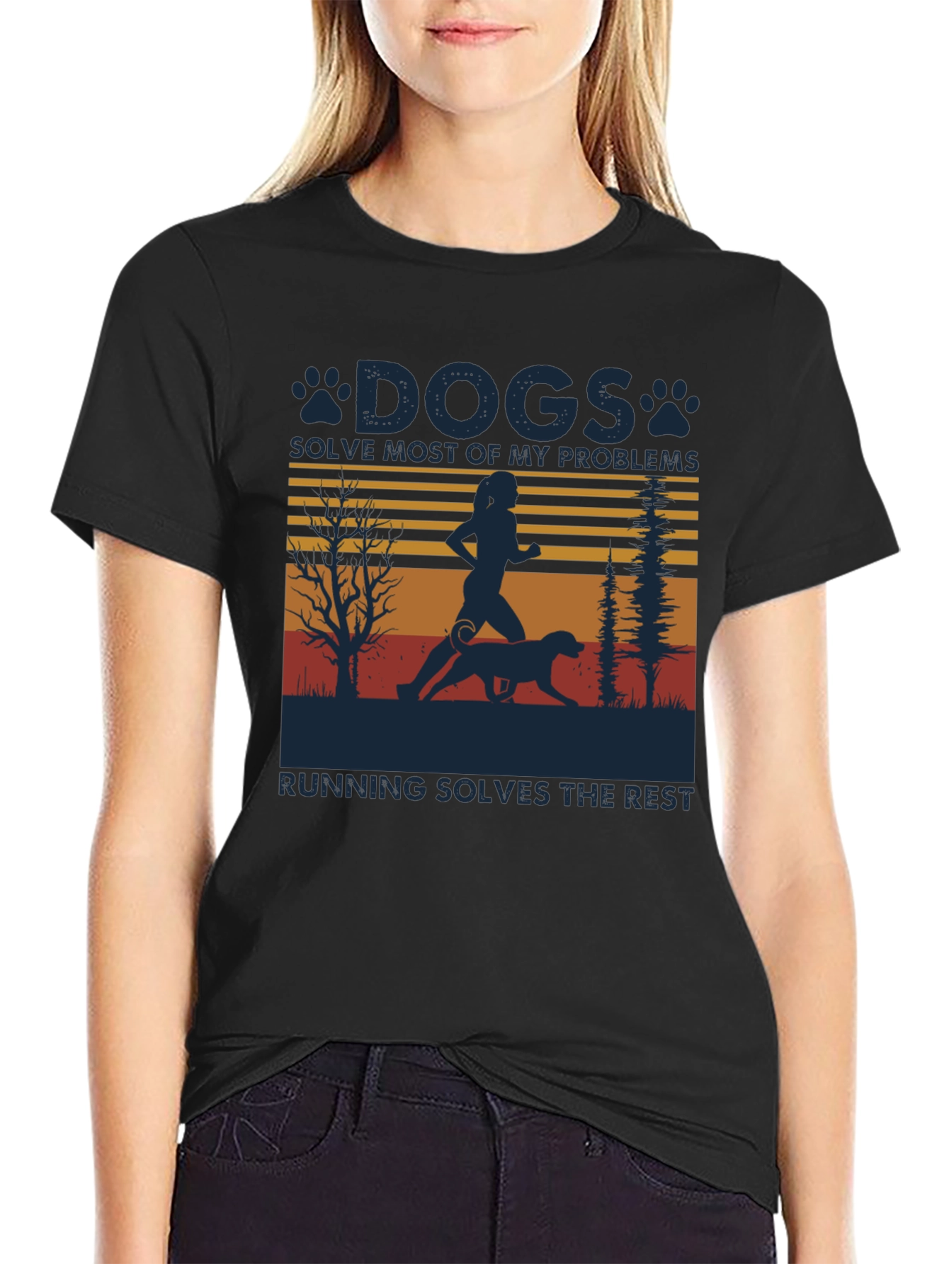 Black Dogs Solve Problems Running T-Shirt view 2