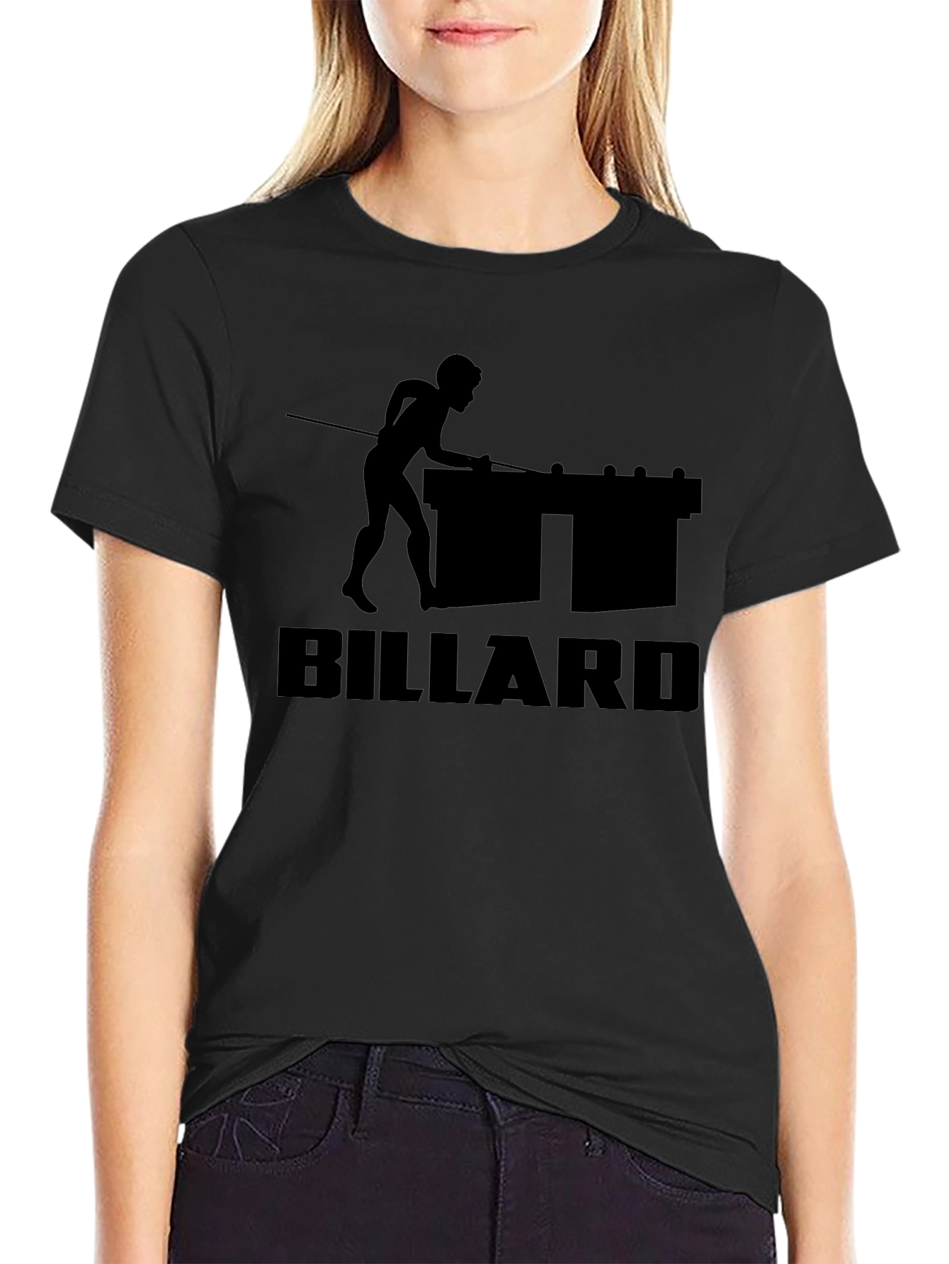Black Billiard Player T-Shirt - Black Graphic Tee view 2