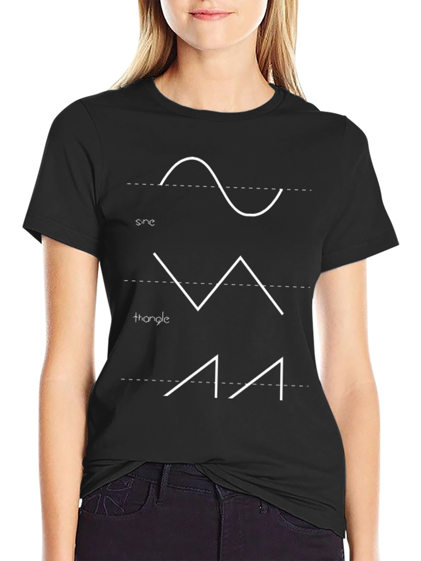 Black Sine Triangle Waveform Graphic T-Shirt view 2