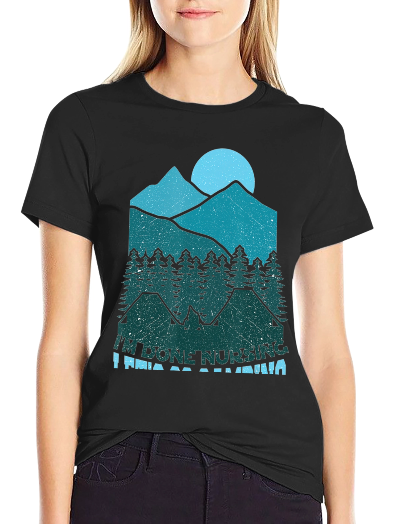 Black I'm Done Nursing I'm Going Camping T-Shirt view 2