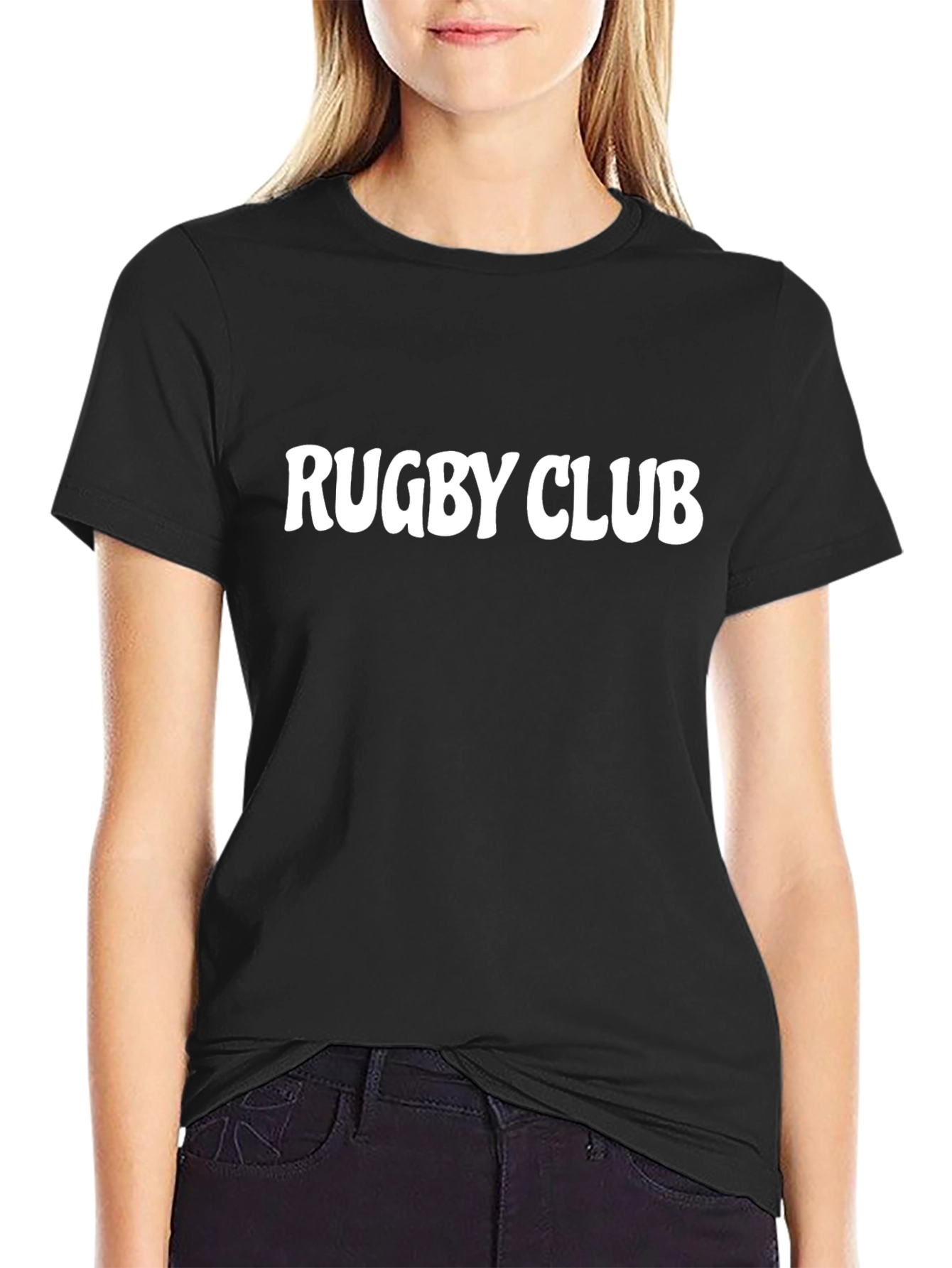 Black Rugby Club Graphic Tee - Black Cotton T-Shirt view 2