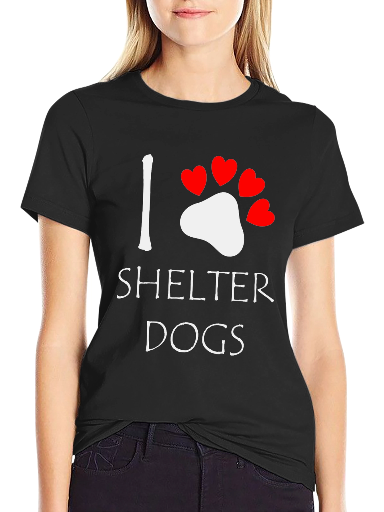 Black I Heart Shelter Dogs Tee view 2
