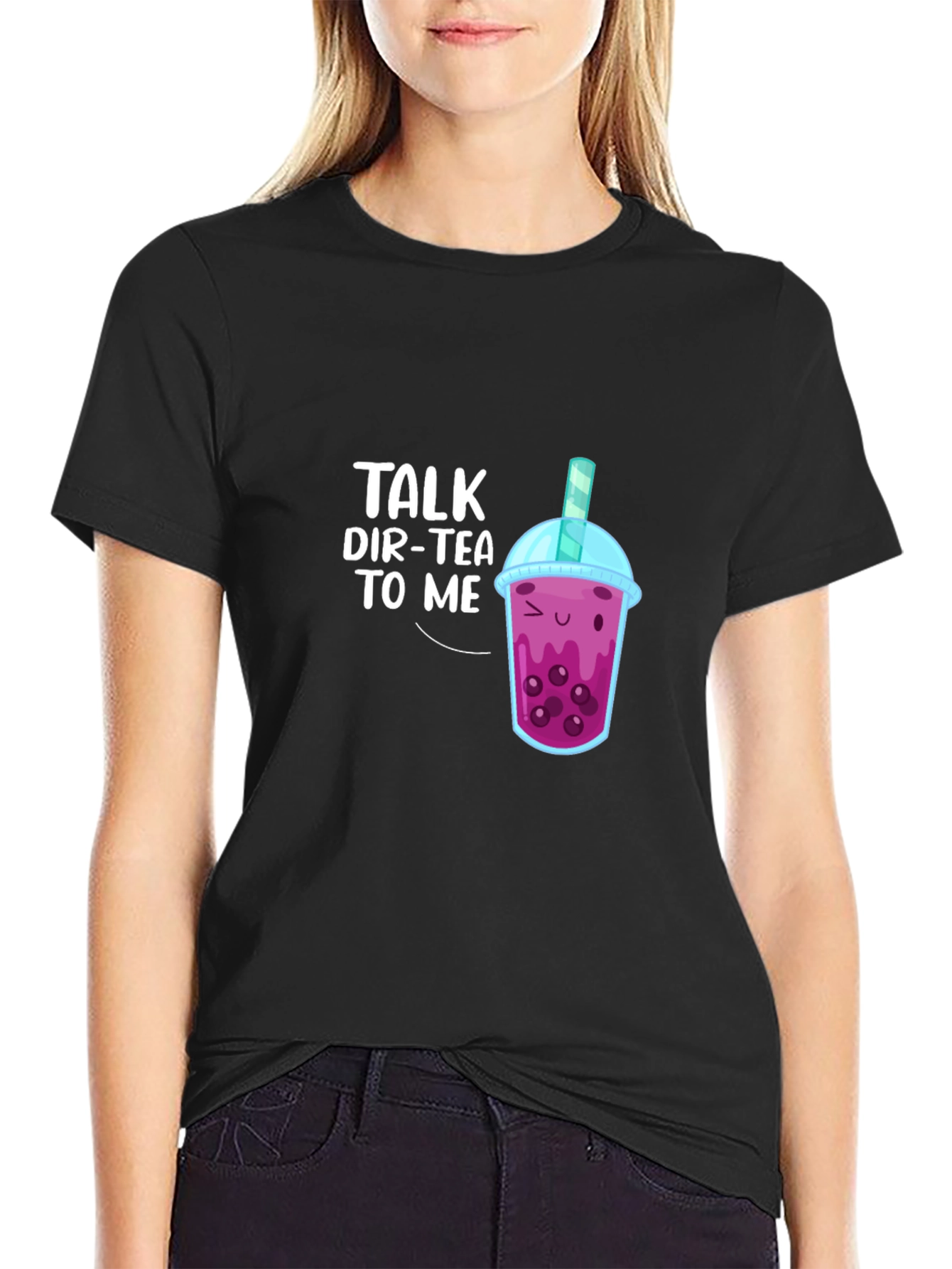 Black Talk Dir-Tea To Me Bubble Tea T-Shirt view 2