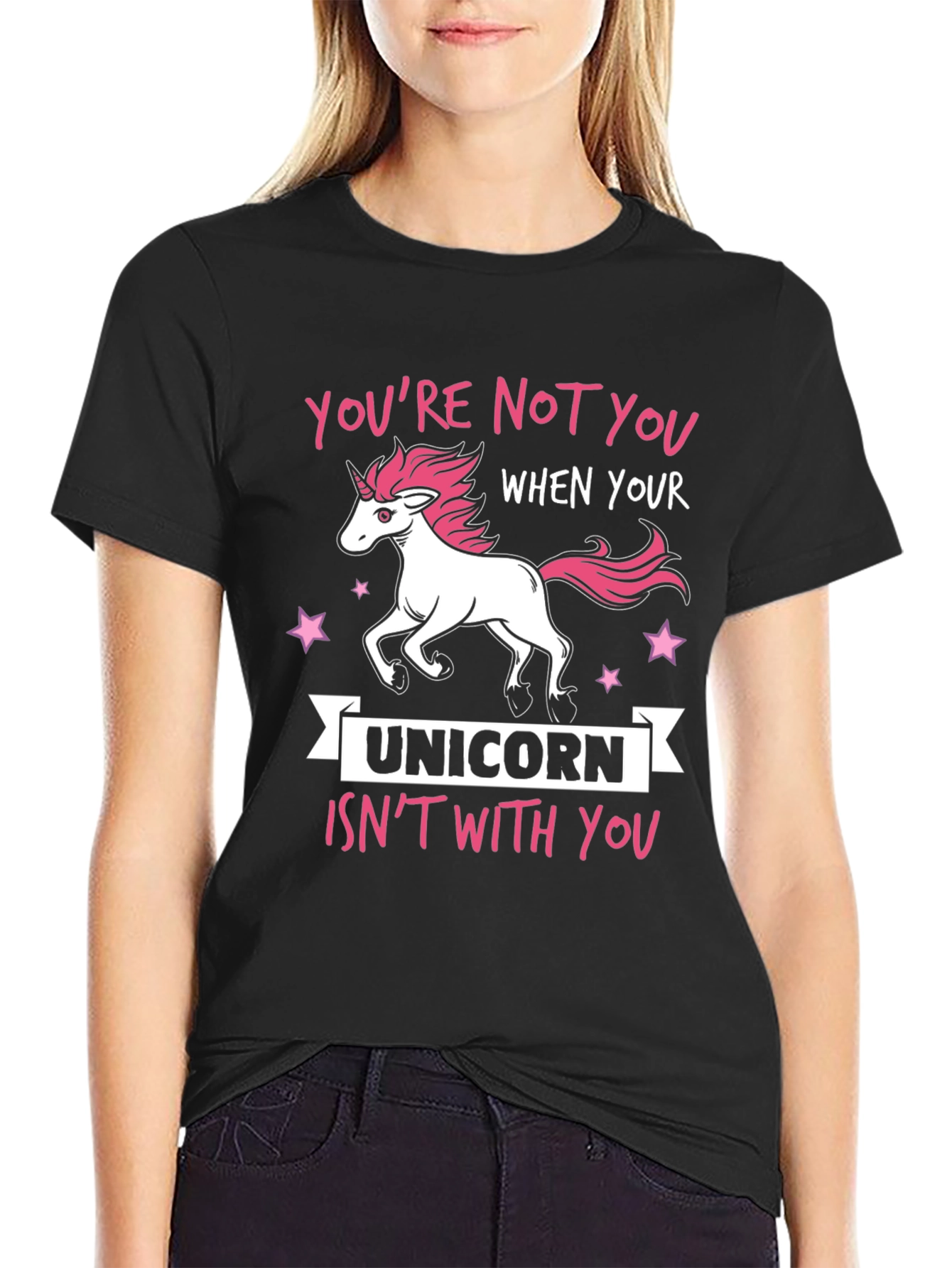 Black Unicorn Lover T-Shirt - You're Not You When Your Unicorn Isn't With You view 2