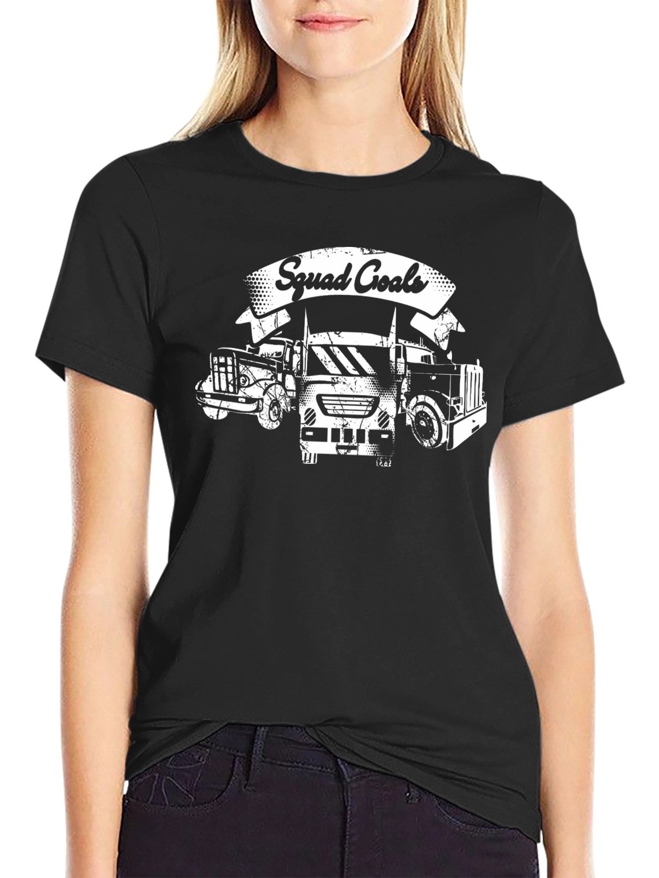 Black Squad Goals Trucker T-Shirt view 2