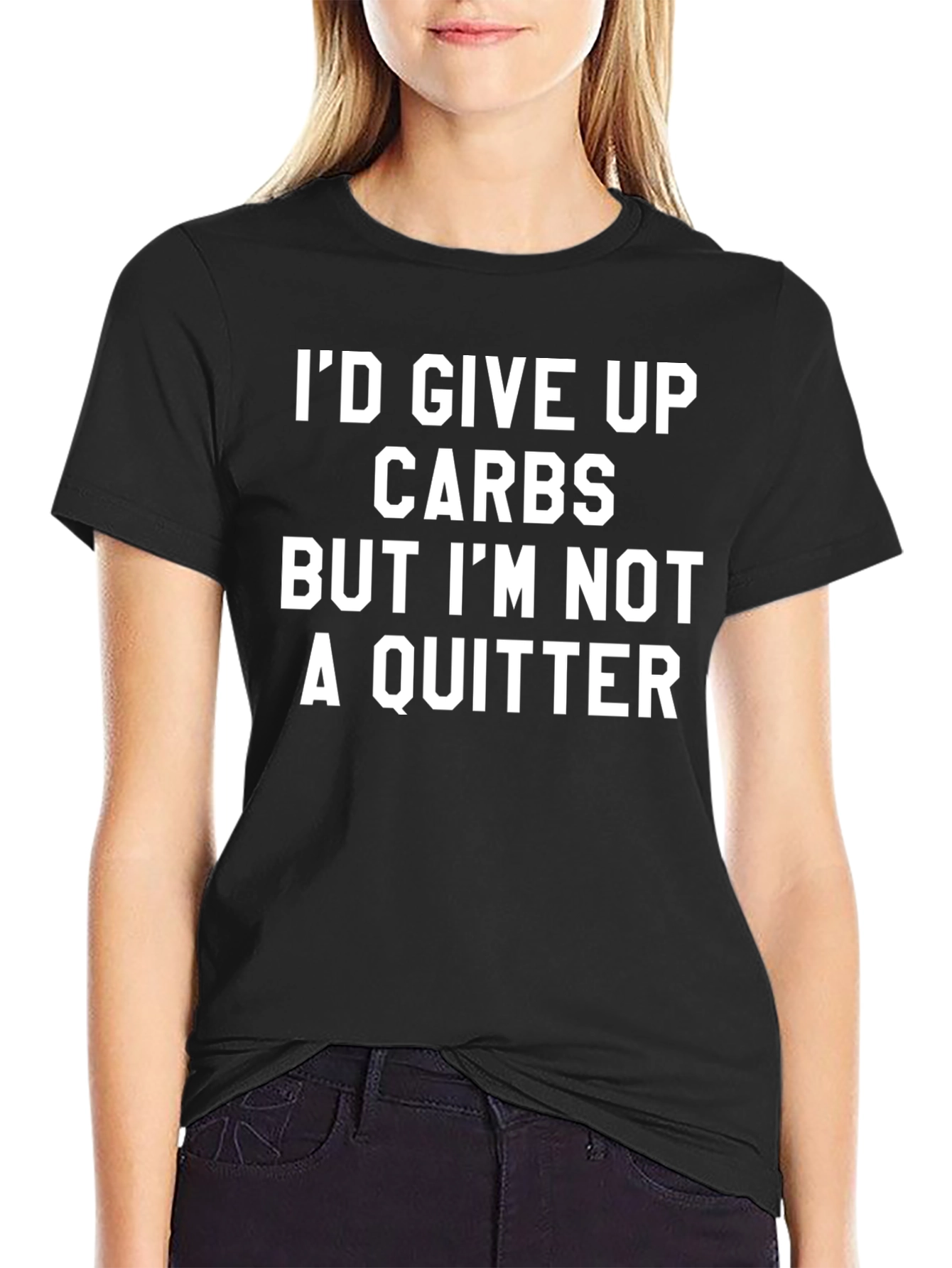 Black Funny Carbs T-Shirt - I'm Not A Quitter Tee view 2