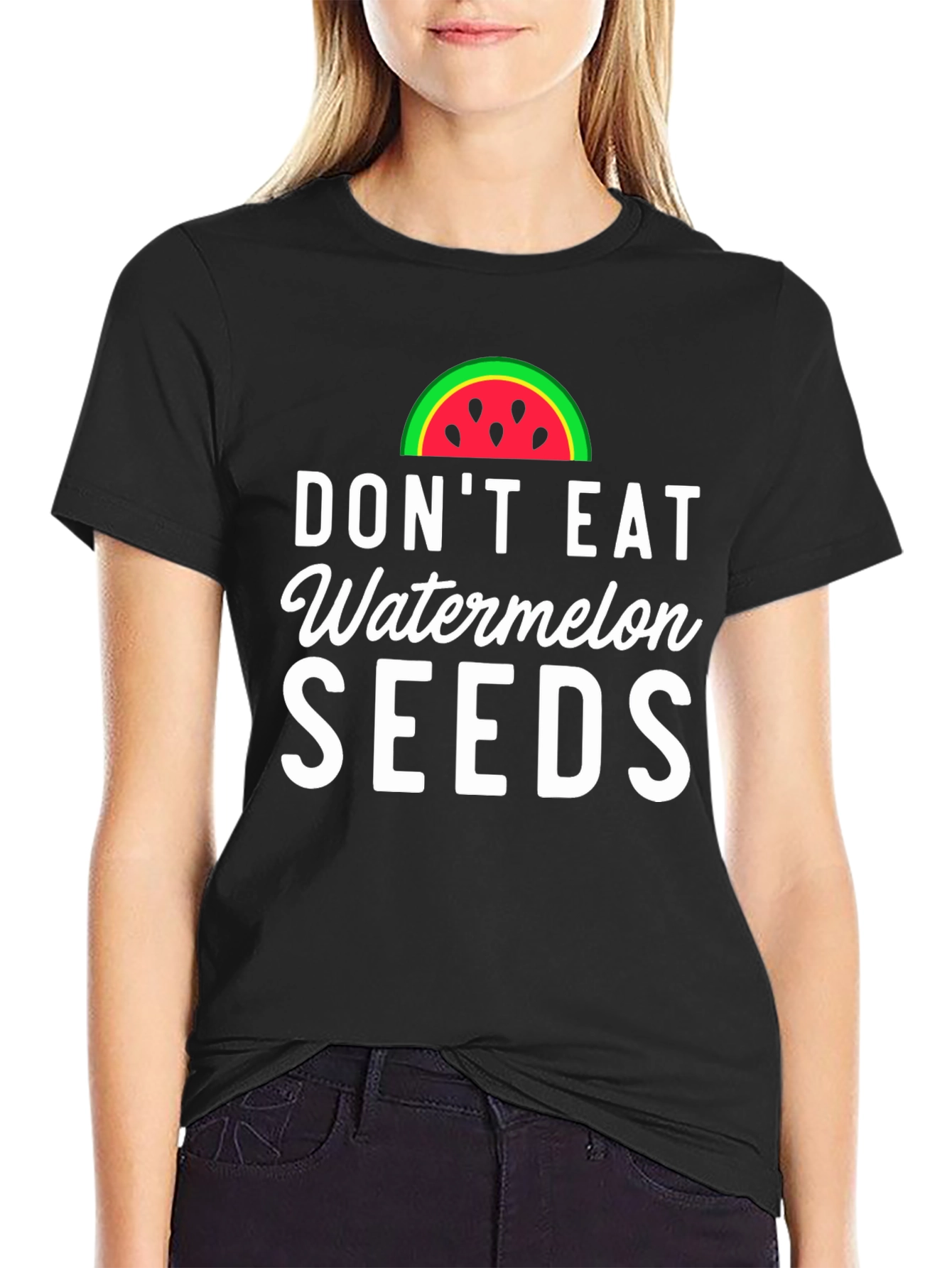 Black Don't Eat Watermelon Seeds Novelty Graphic Tee view 2