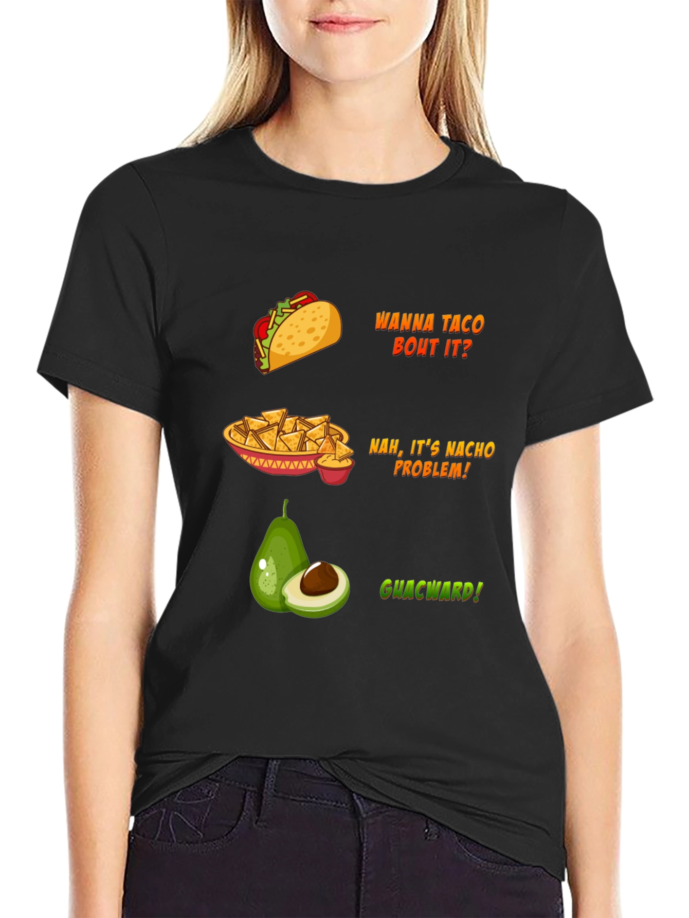 Black Funny Food Puns Black T-Shirt view 2