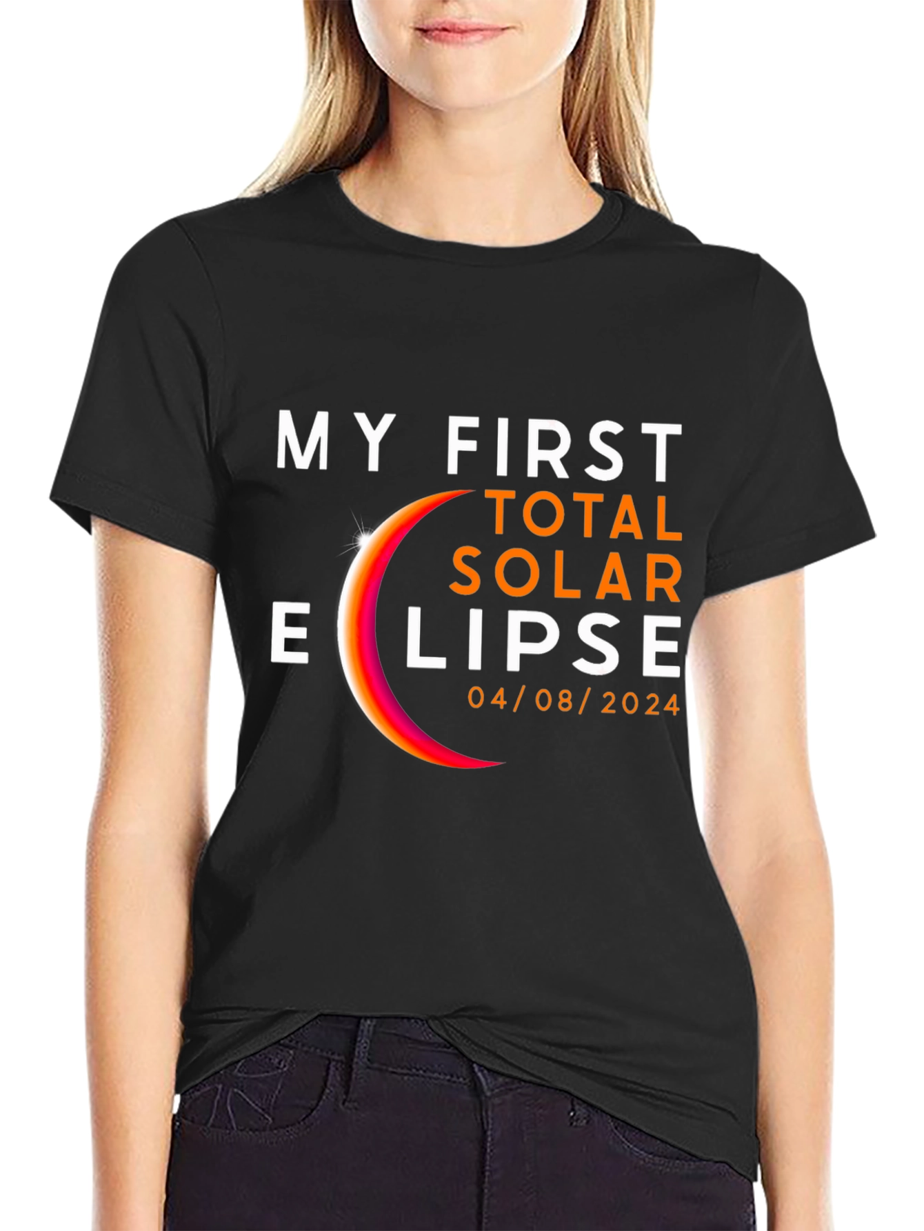 Black My First Total Solar Eclipse 04/08/2024 T-Shirt view 2