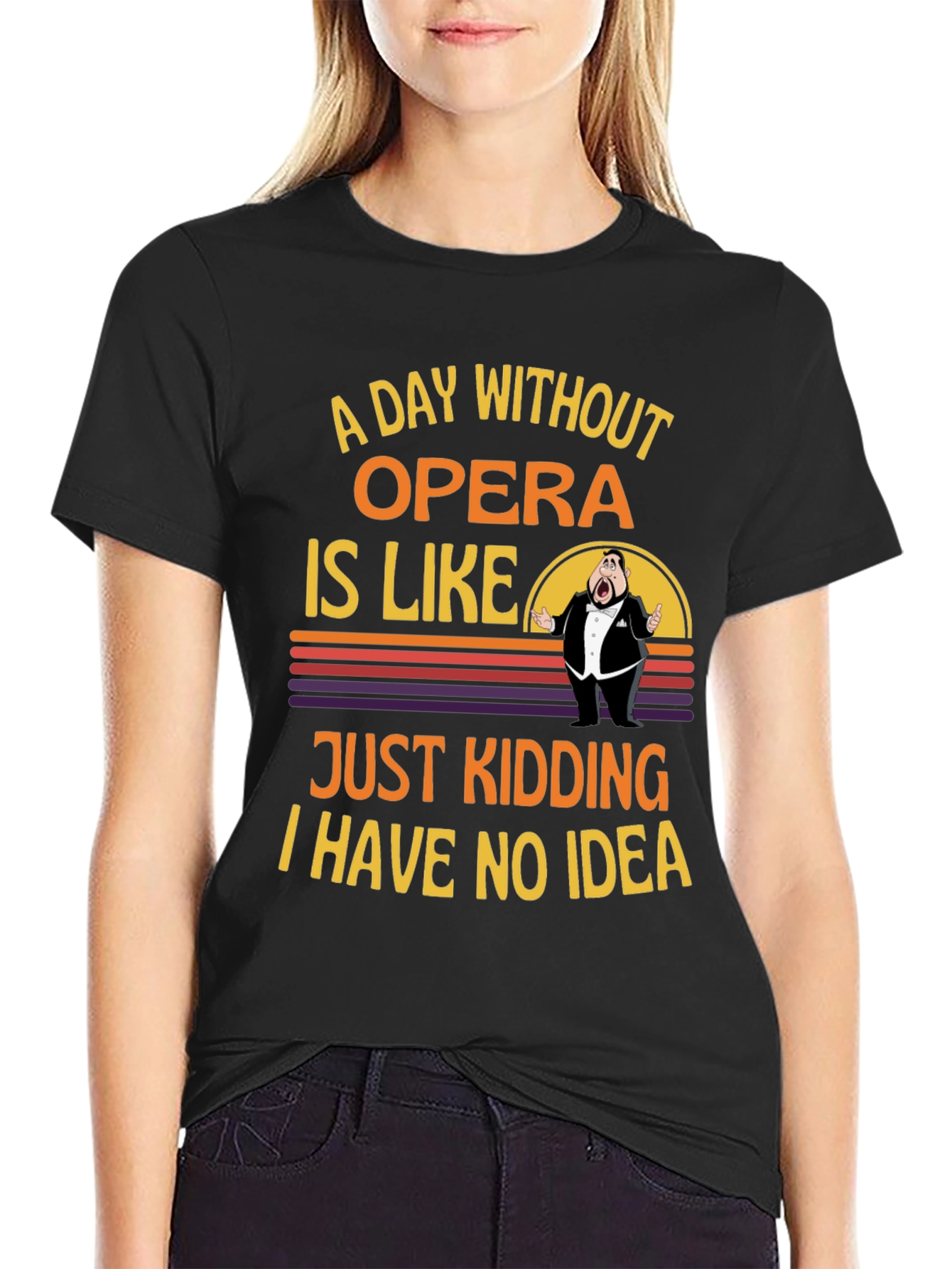 Black Opera Humor Graphic T-Shirt - A Day Without Opera view 2