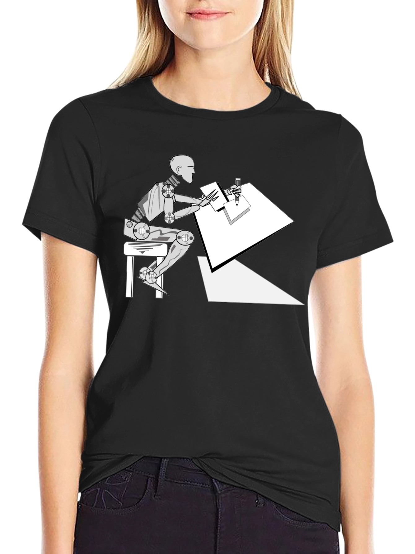 Black Artist Robot Black Tee view 2