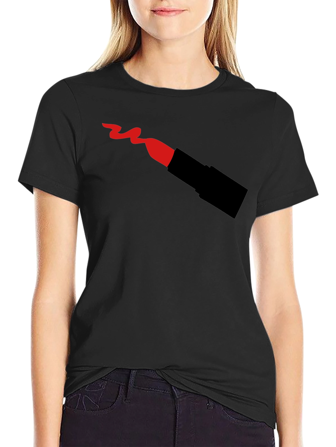Black Lipstick T-Shirt - Black Crew Neck Graphic Tee view 2