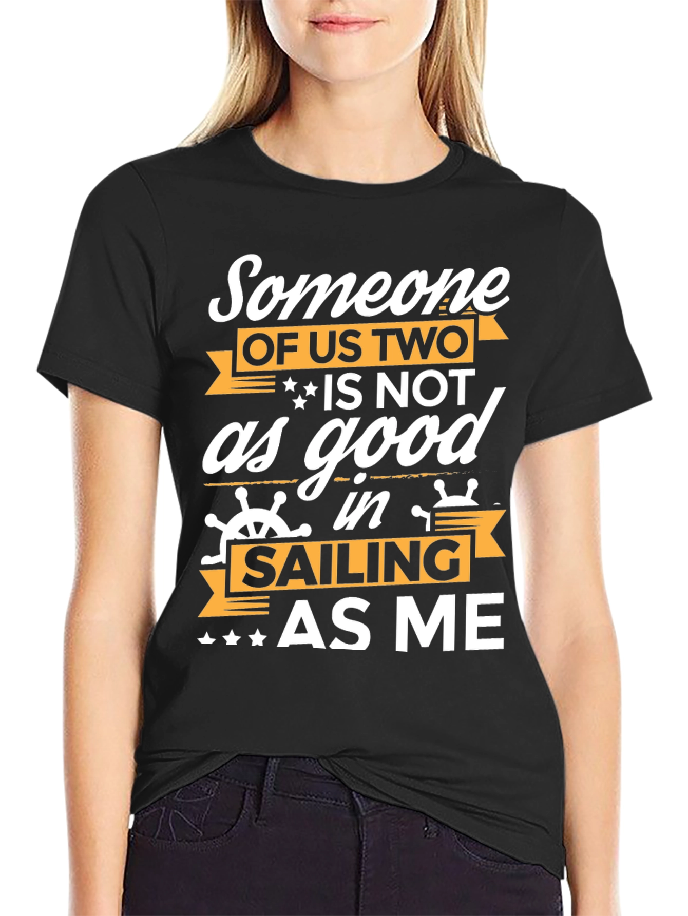 Black Funny Sailing T-Shirt - Someone Of Us Two view 2