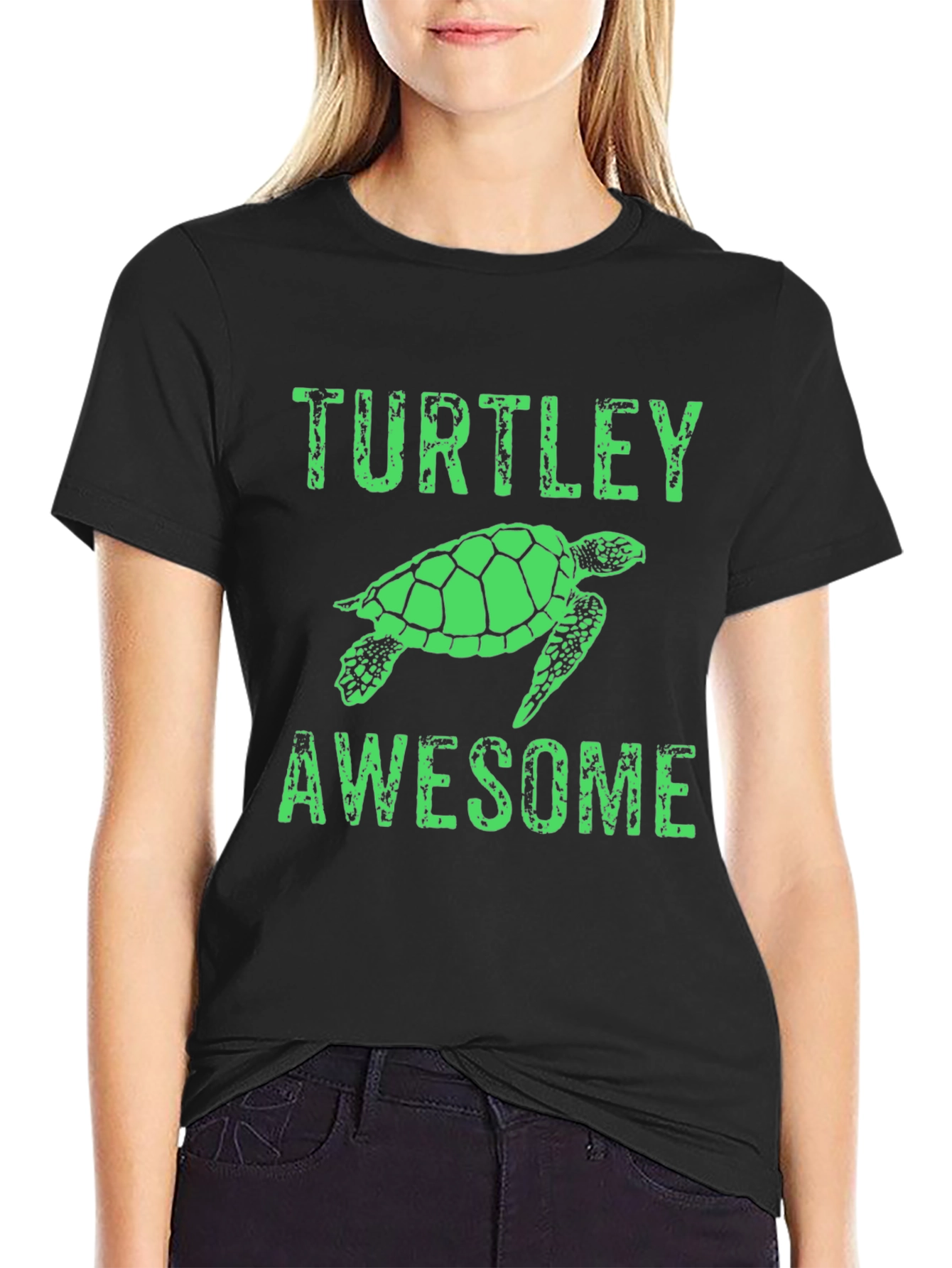 Black Turtley Awesome Graphic Tee - Black Cotton Blend view 2