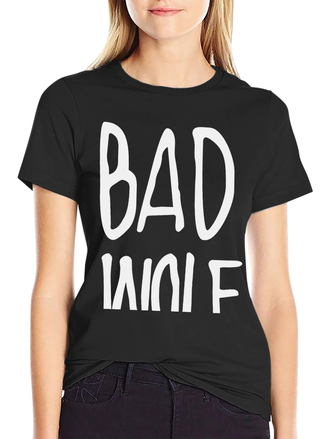 Black Bad Wife T-Shirt - Novelty Graphic Tee view 2