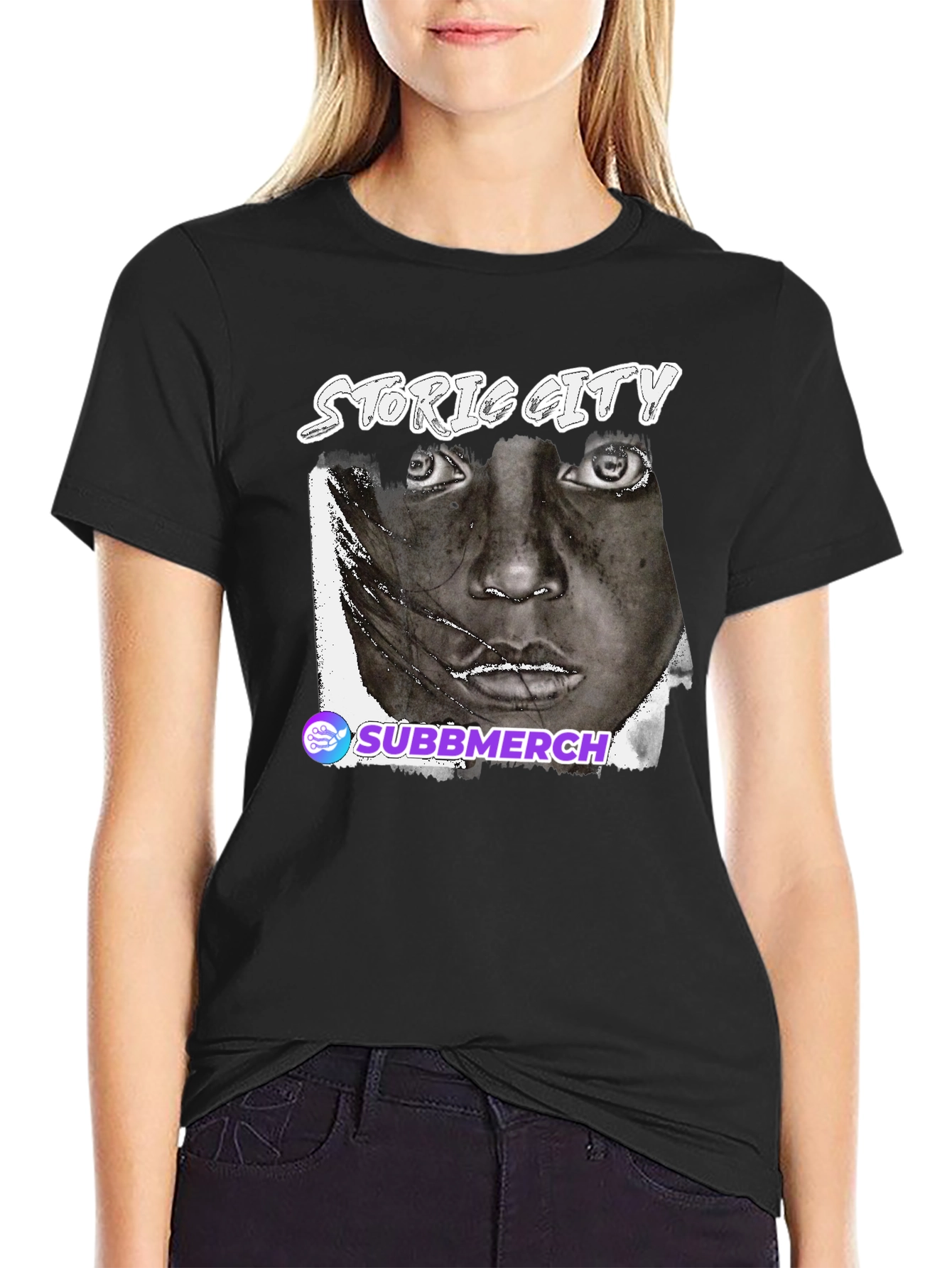 Black Black Graphic Tee - Historic City Portrait view 2