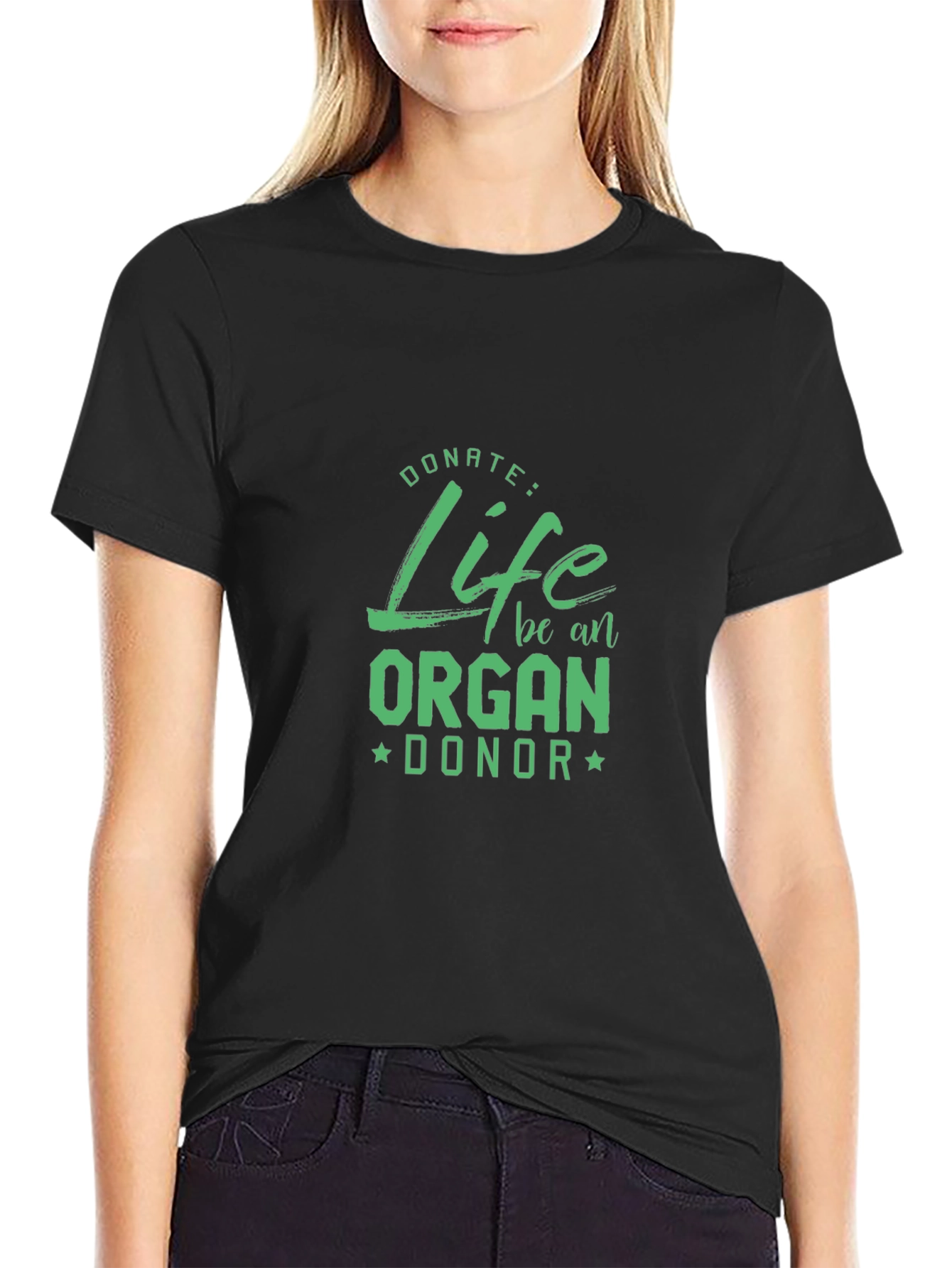 Black Donate Life Organ Donor T-Shirt - Black view 2