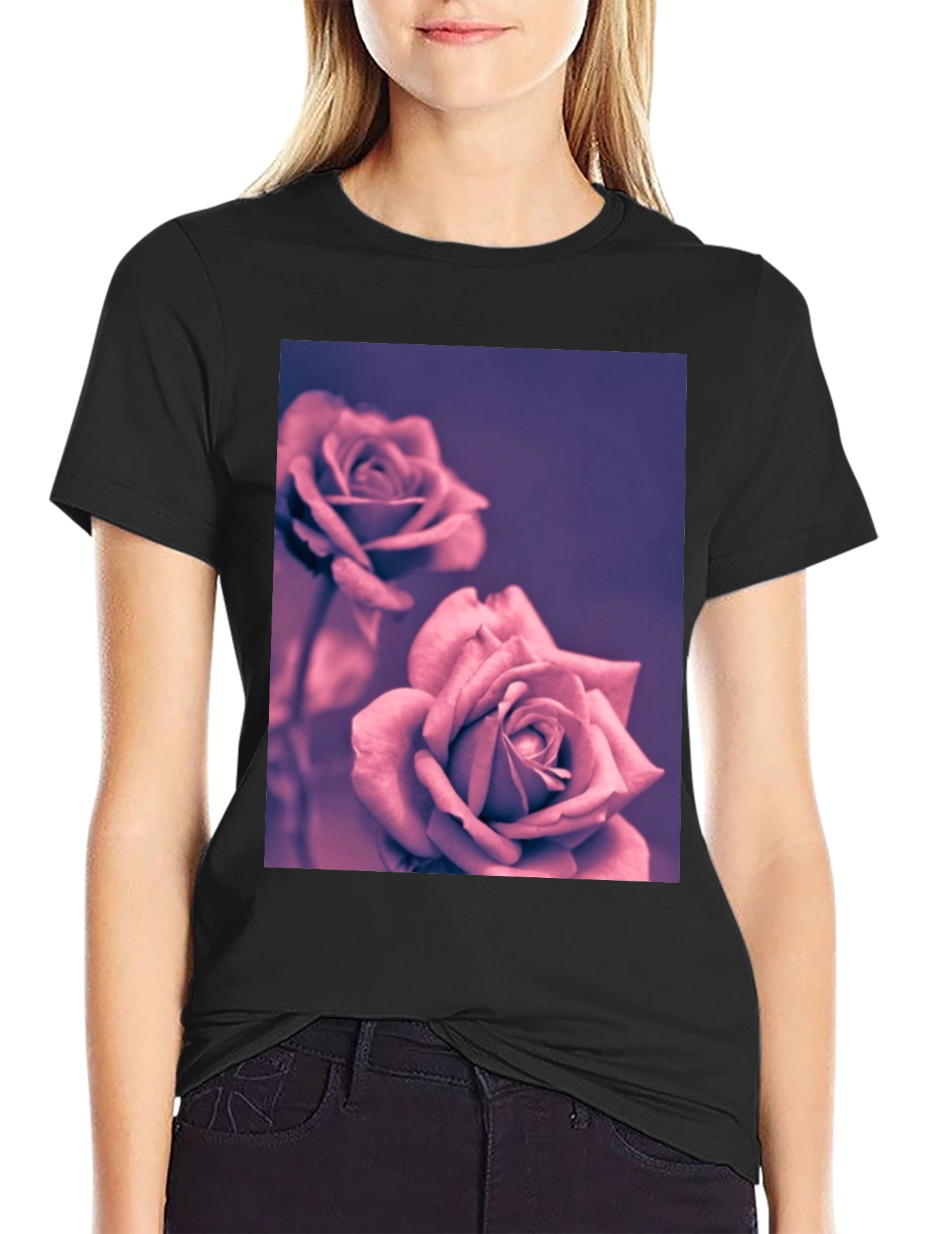 Black Rose Graphic Black T-Shirt view 2