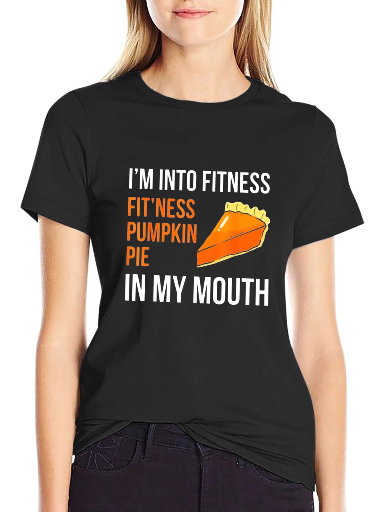 Black Fitness Pumpkin Pie T-Shirt - Funny Thanksgiving Tee view 2