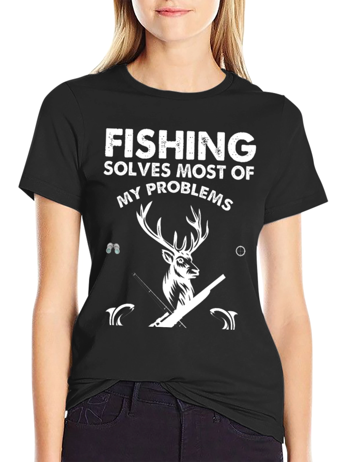 Black Fishing Solves Most Problems T-Shirt view 2