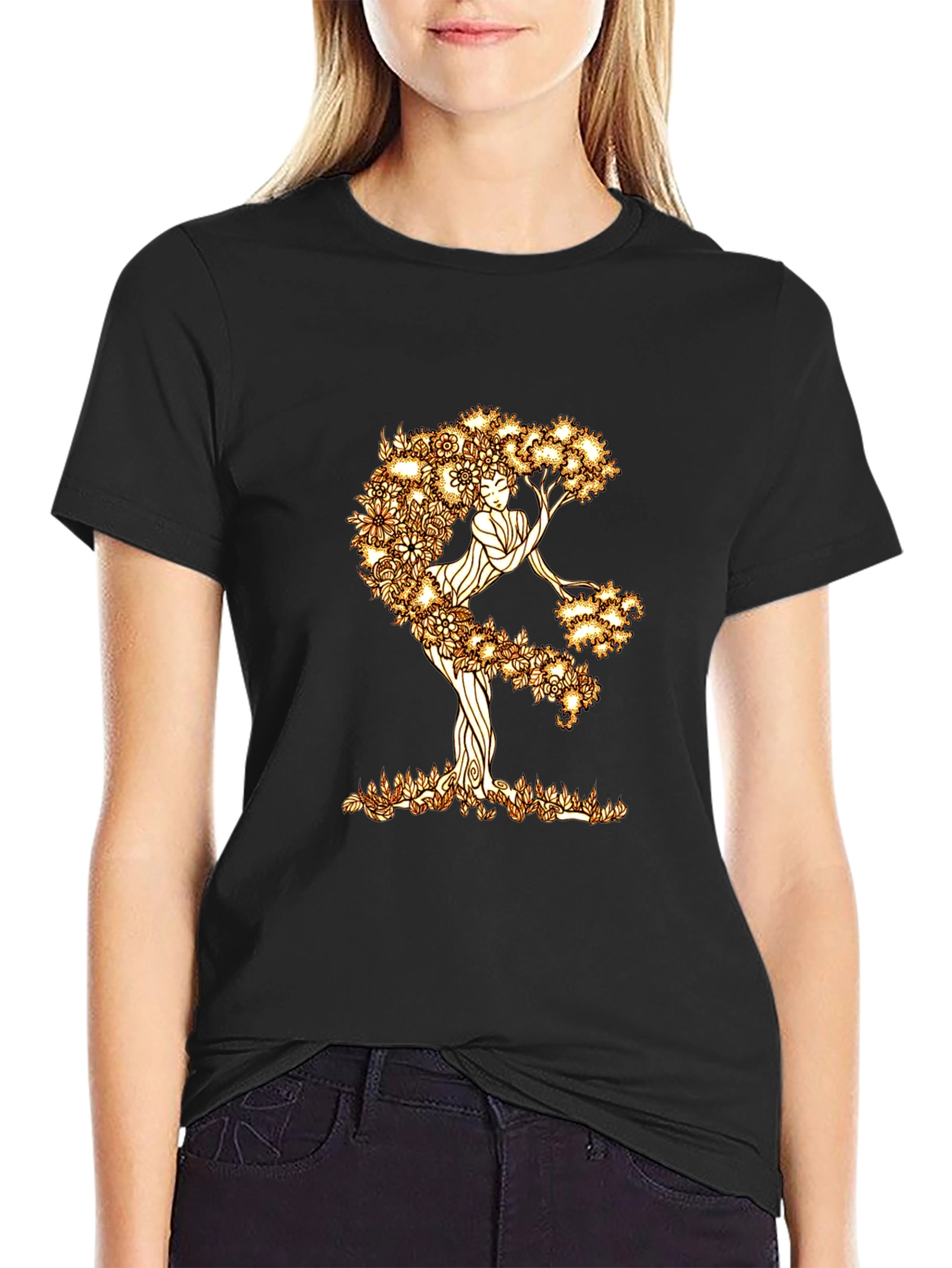Black Nature Woman Graphic Tee - Black Cotton Blend view 2