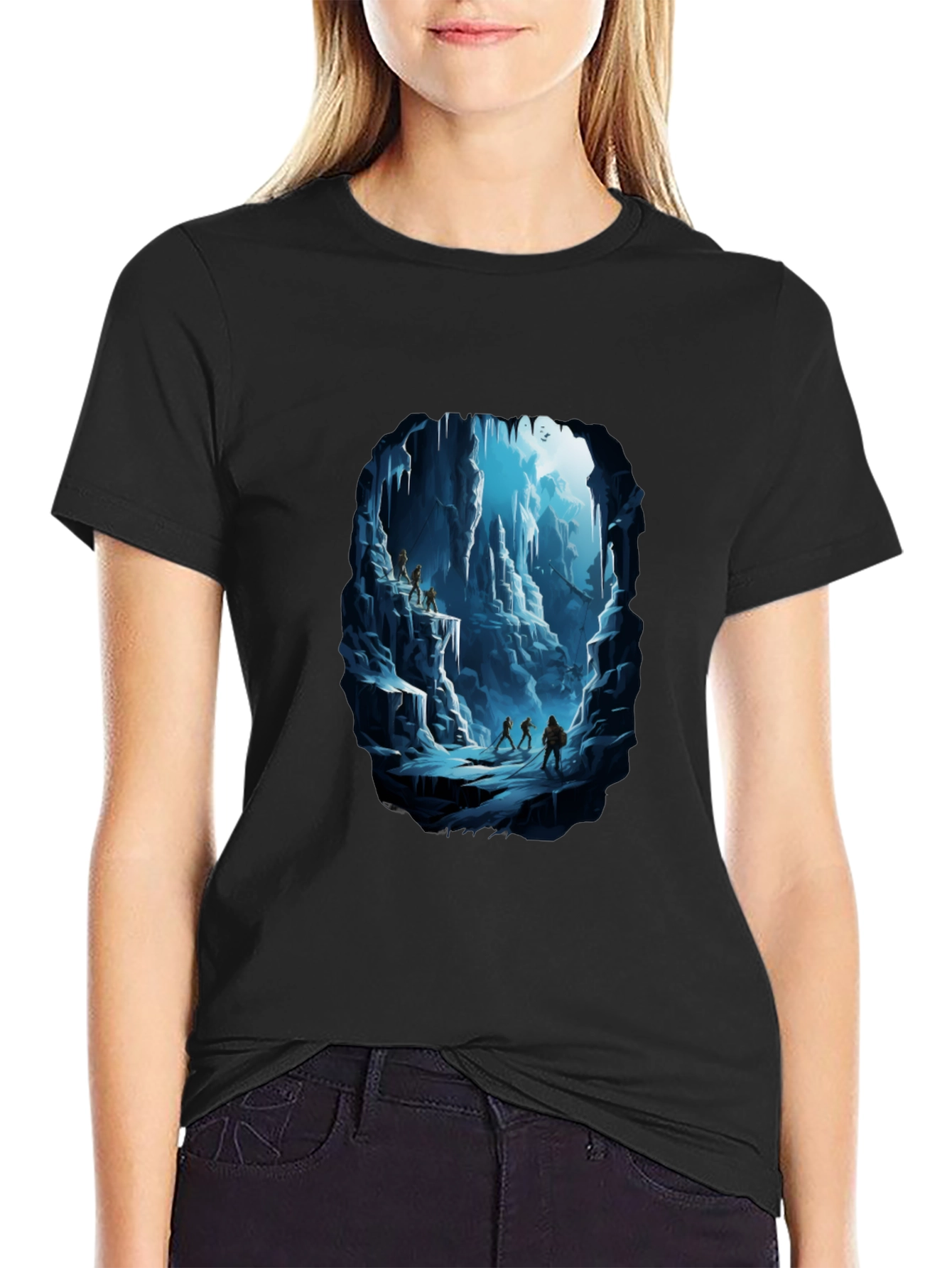 Black Icy Cave Graphic Black T-Shirt view 2