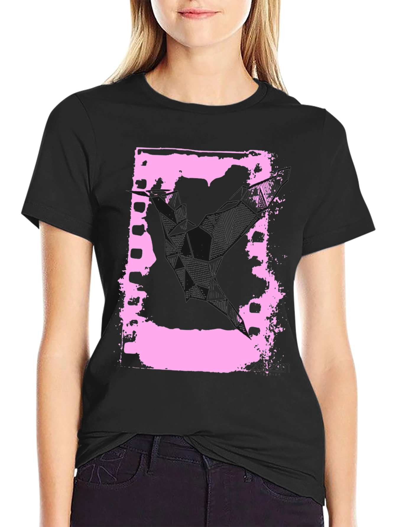 Black Retro Film Strip Graphic Tee - Black Cotton T-Shirt view 2