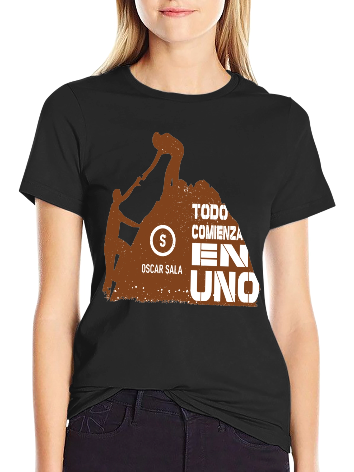 Black Motivation Black T-Shirt - Oscar Sala Design view 2