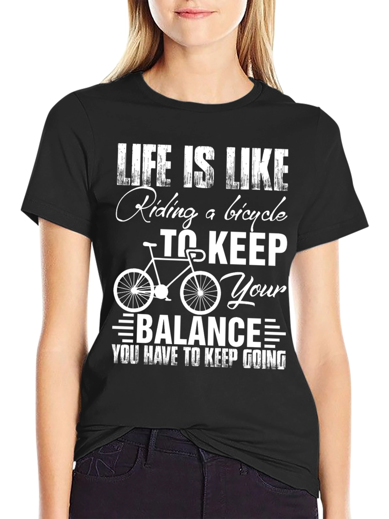 Black Life is Like Riding a Bicycle Graphic Tee view 2