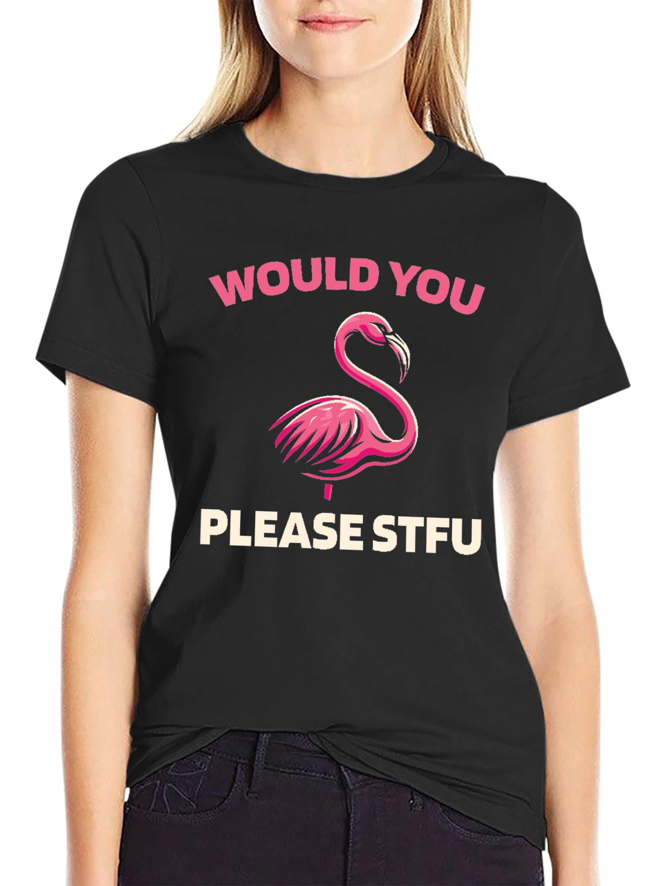 Black Flamingo STFU Graphic Tee - Casual Black T-Shirt view 2