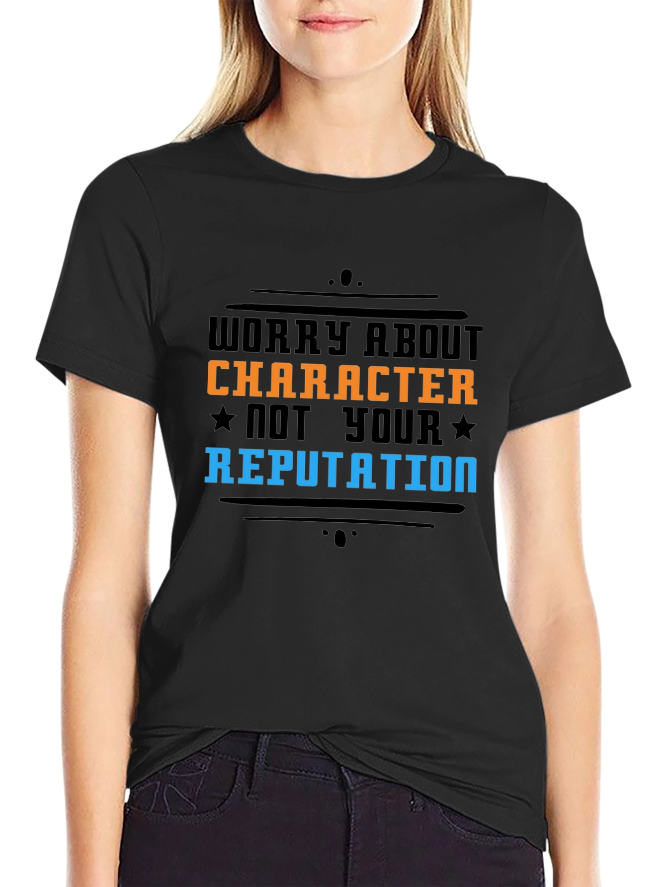 Black Worry About Character T-Shirt view 2