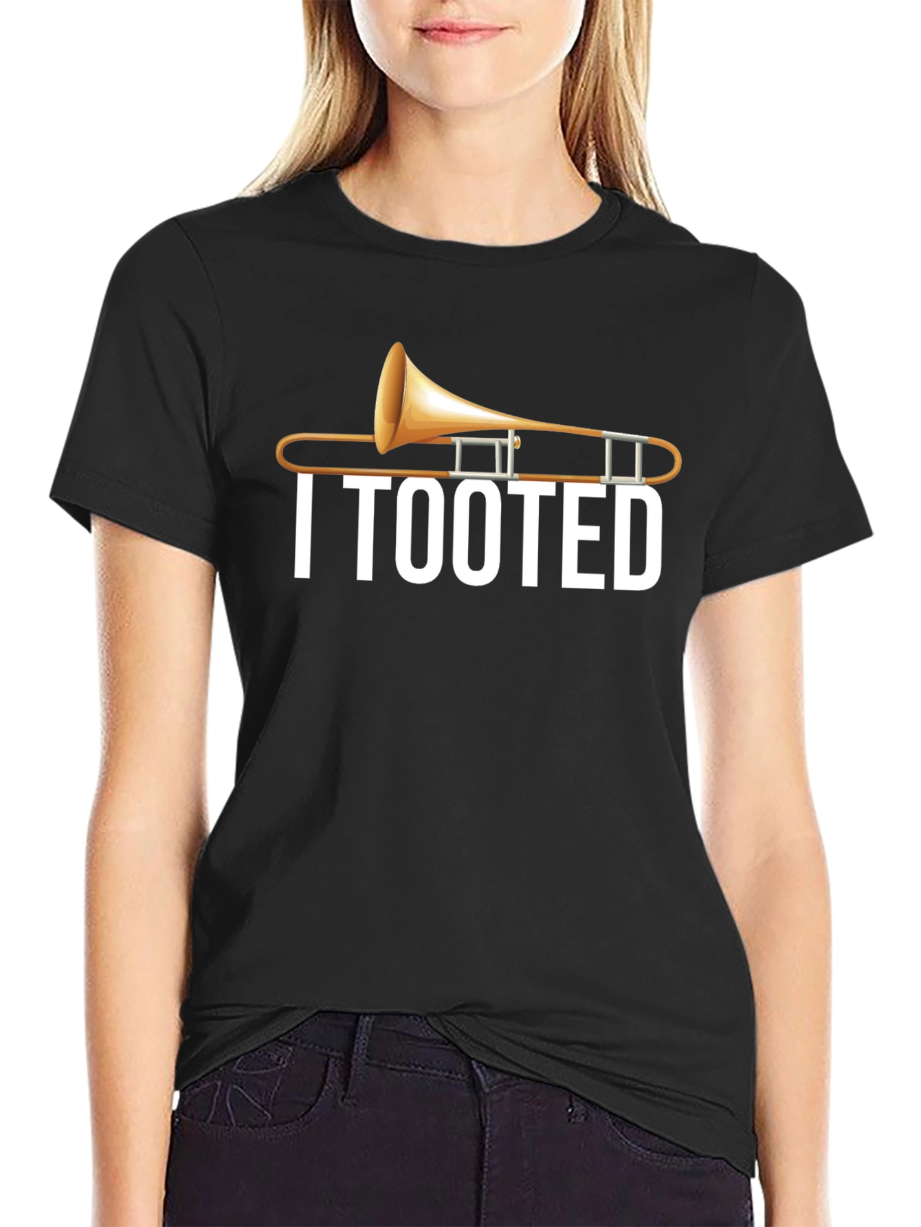 Black I Tooted Trombone T-Shirt - Musician Humor Tee view 2