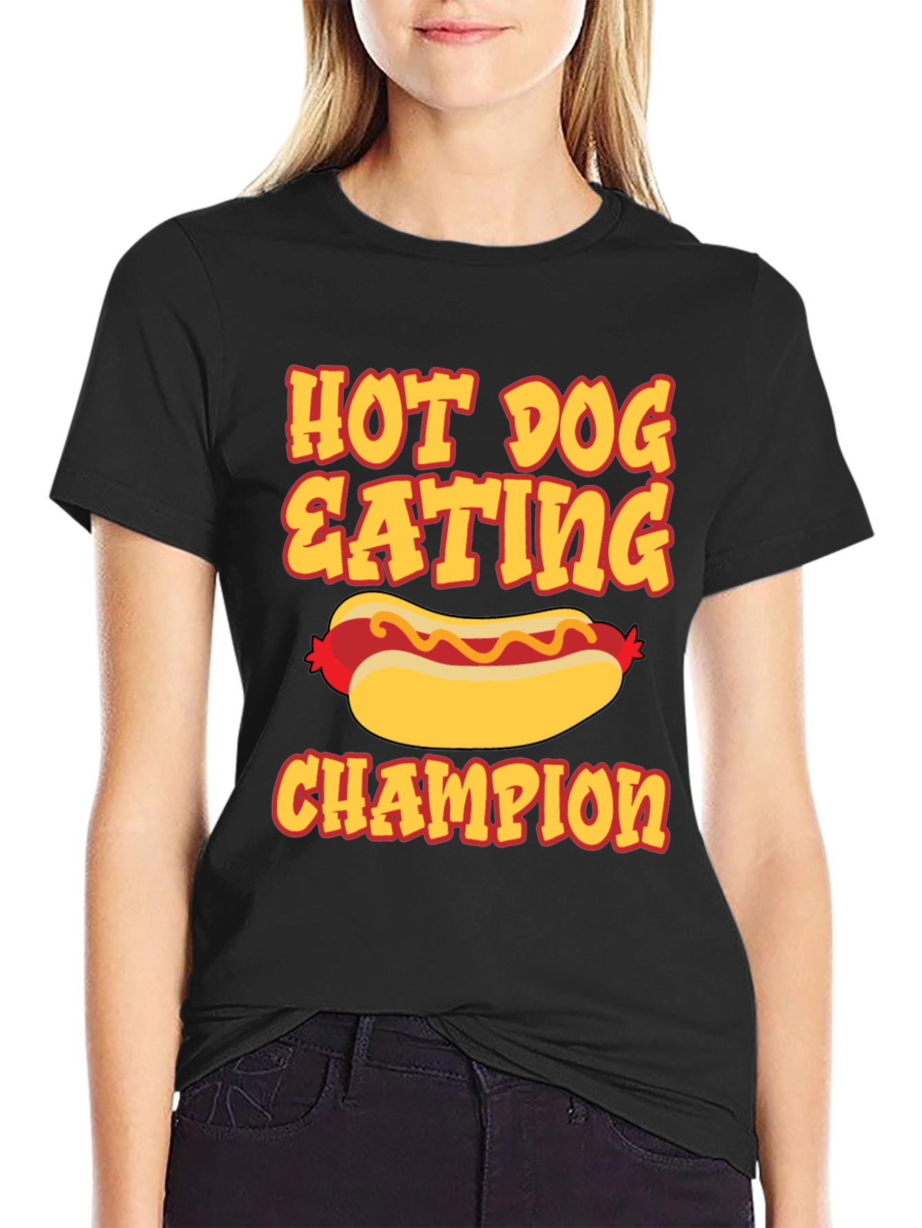 Black Hot Dog Eating Champion Graphic Tee view 2