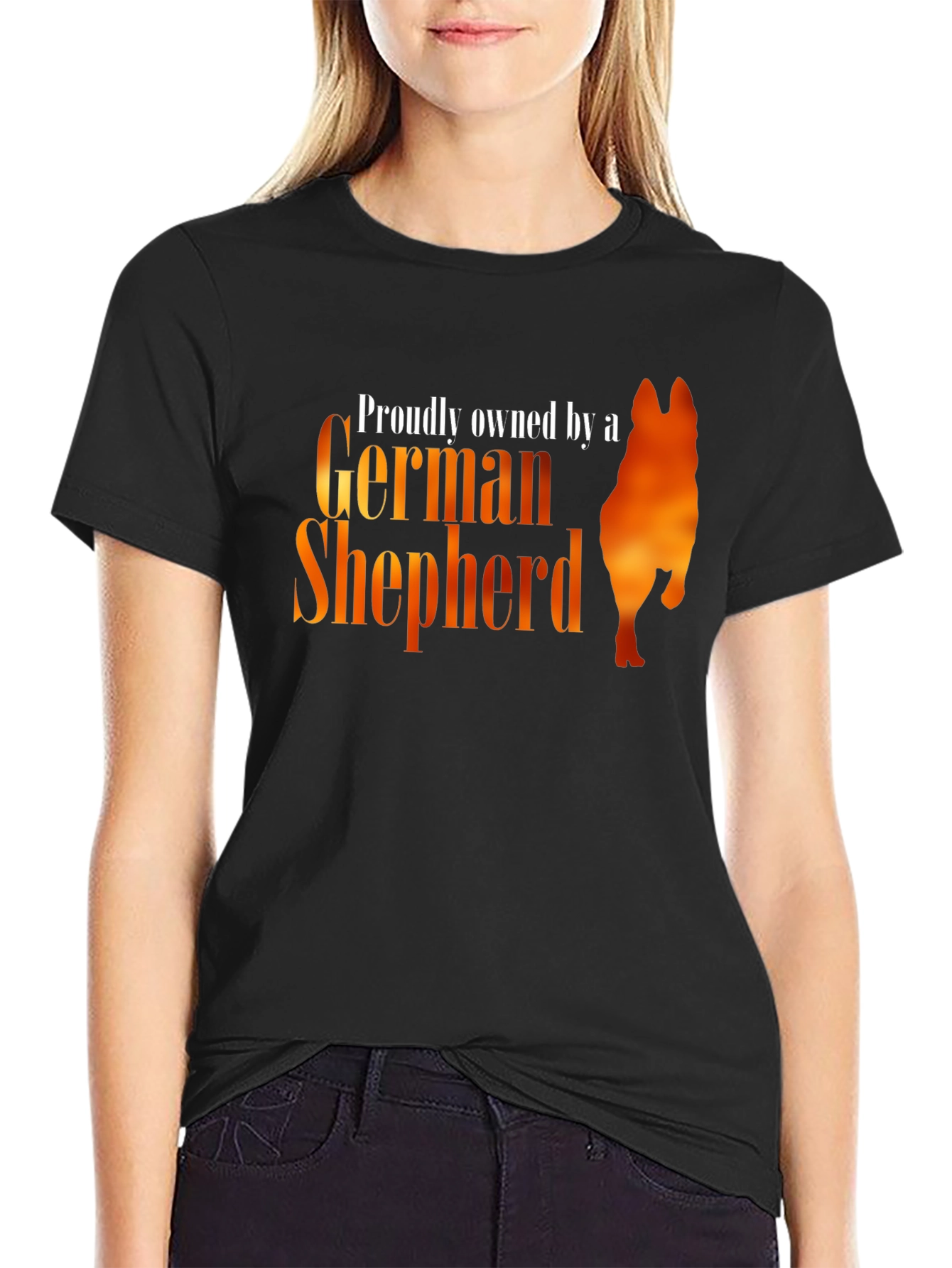 Black Proudly Owned by a German Shepherd T-Shirt view 2