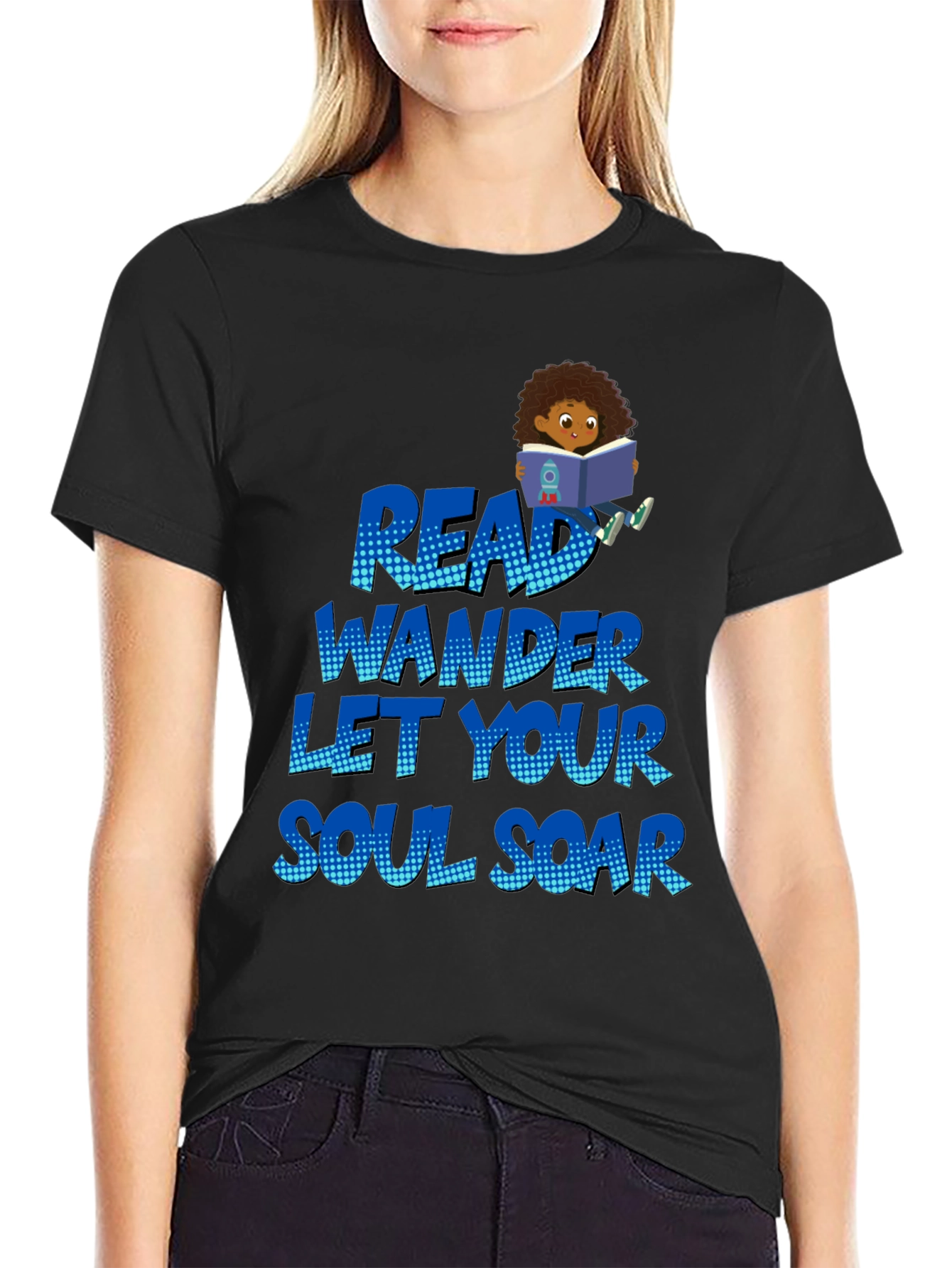 Black Read Wander Soul Soar Black T-Shirt view 2