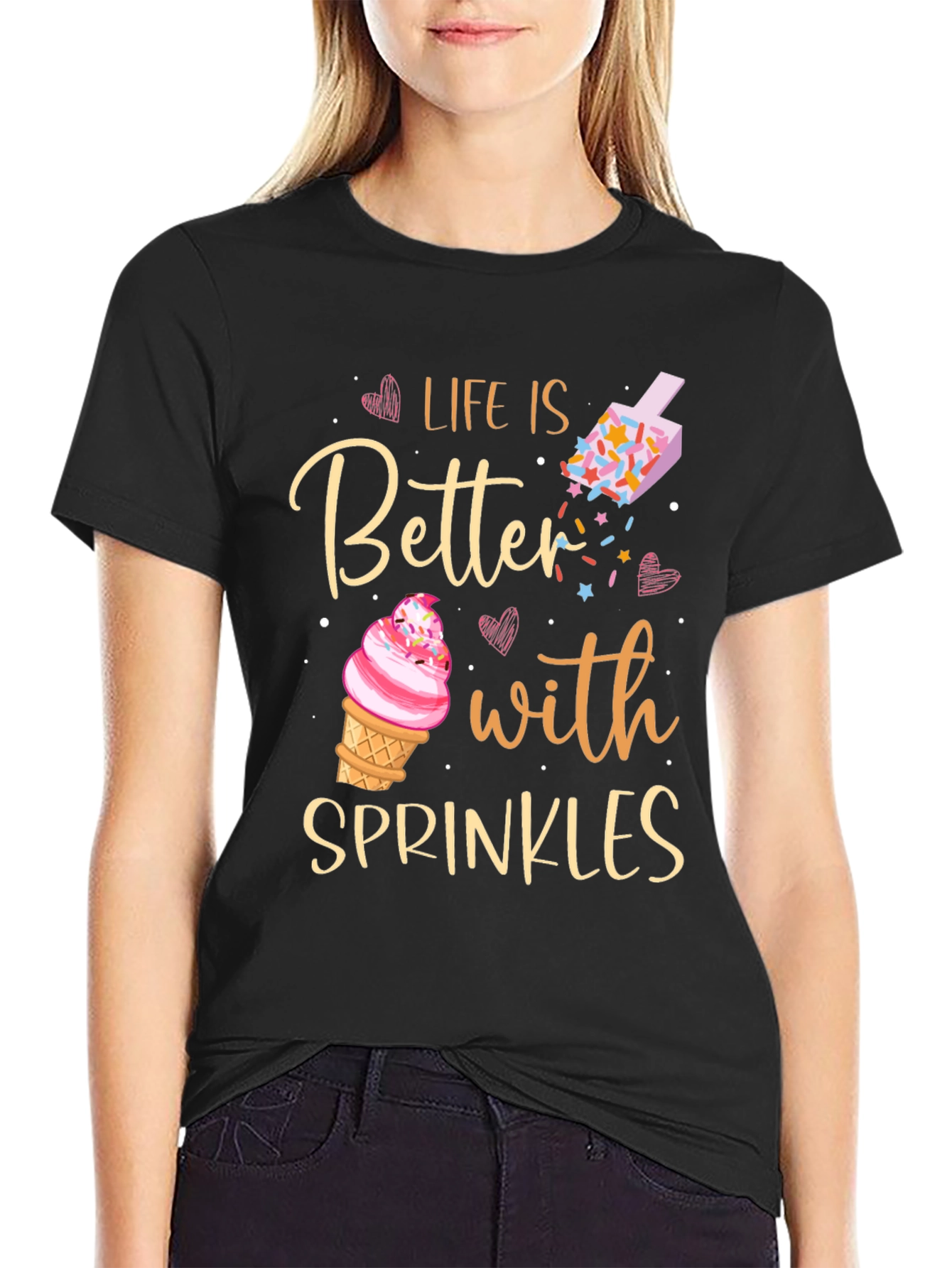 Black Life is Better with Sprinkles T-Shirt view 2