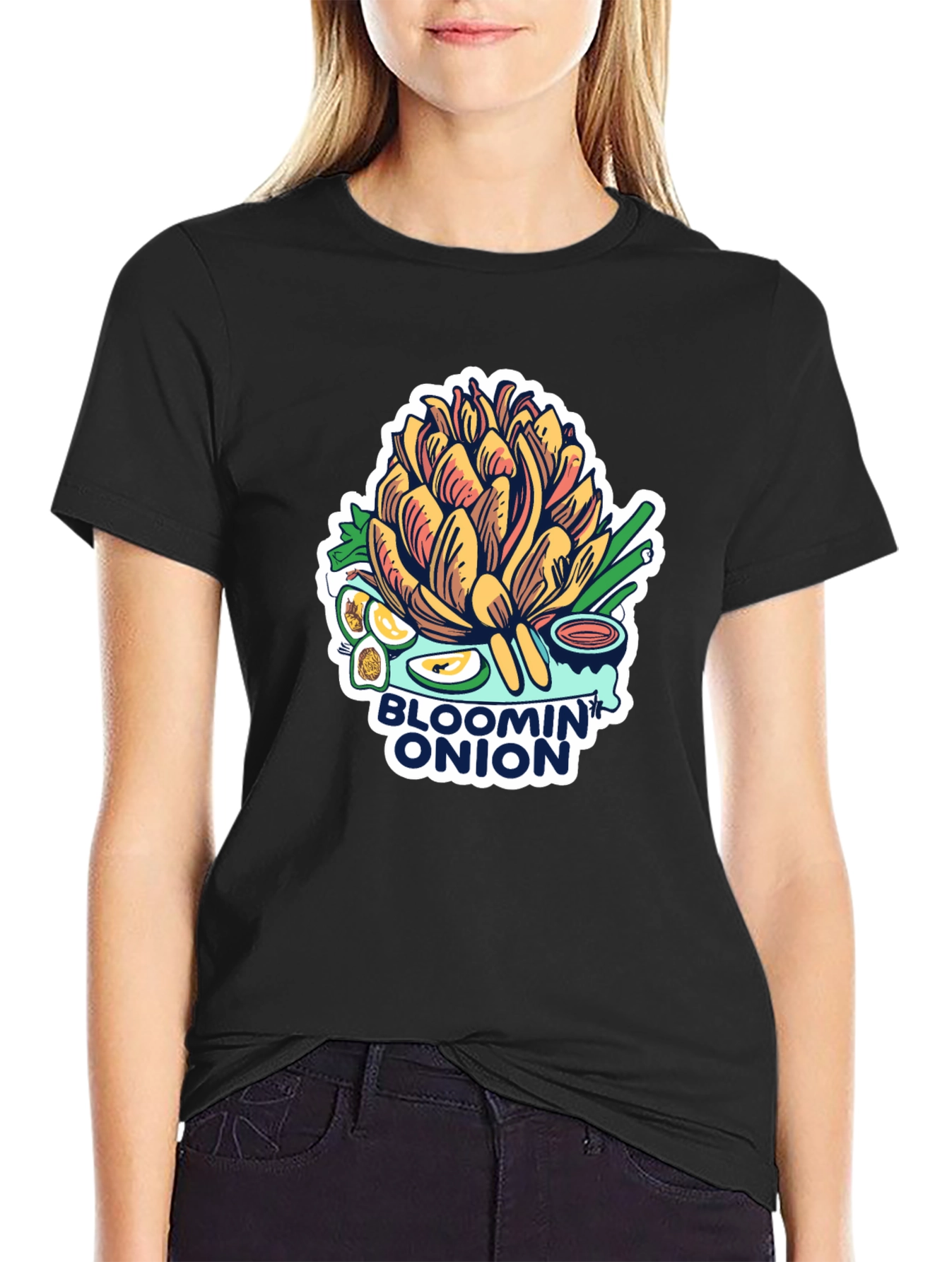 Black Bloomin' Onion Graphic Tee - Foodie T-Shirt view 2