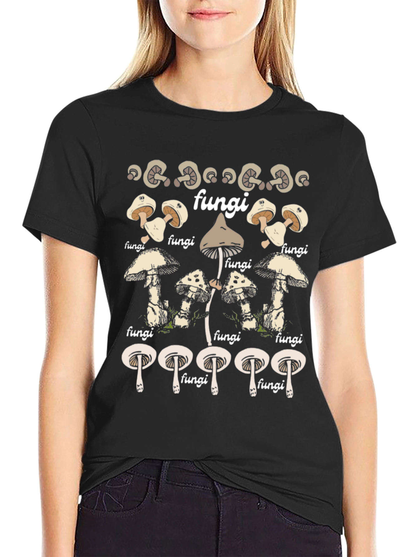 Black Fungi Graphic Tee - Unique Mushroom Design T-Shirt view 2