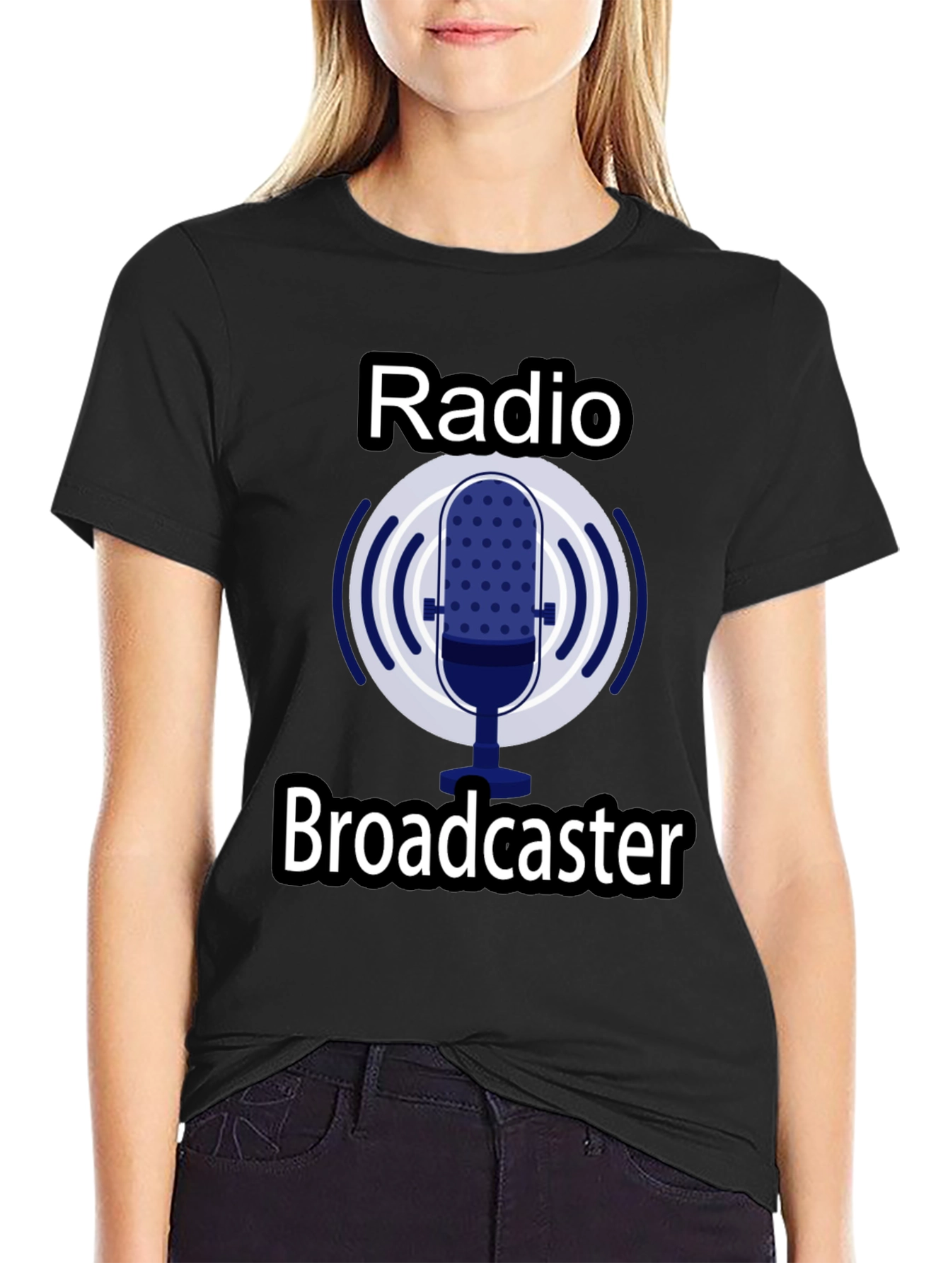 Black Radio Broadcaster Graphic T-Shirt - Black view 2