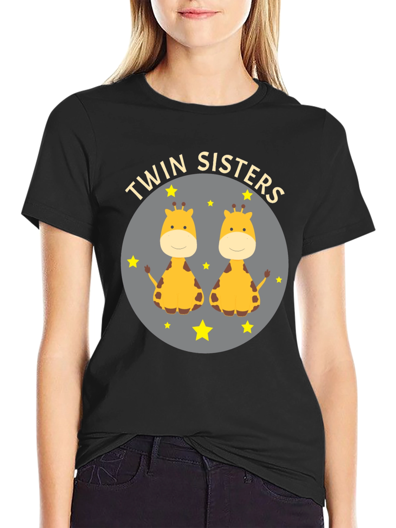 Black Twin Sisters Giraffe Graphic Tee view 2