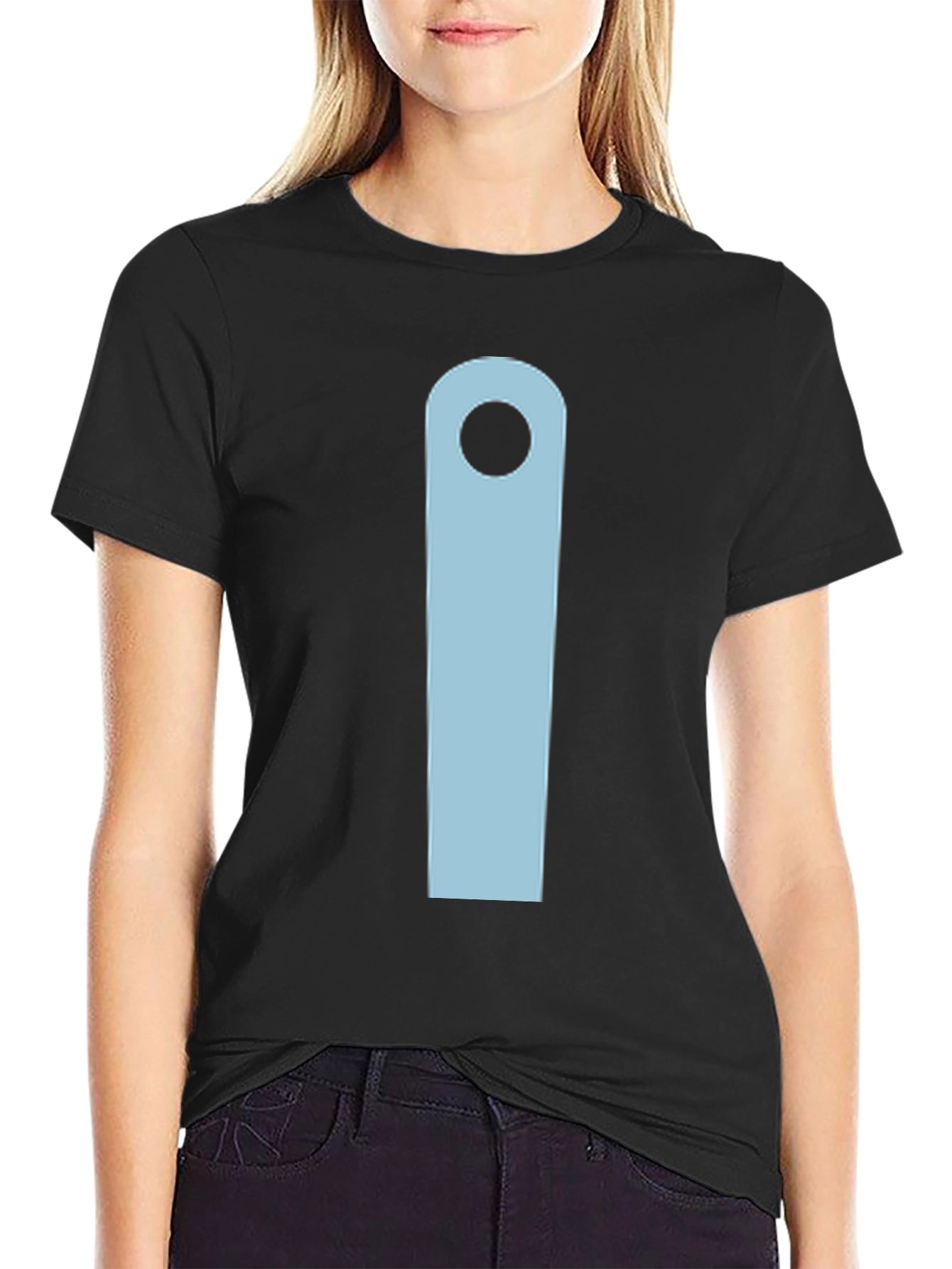 Black Minimalist Keyhole Graphic Tee - Black view 2