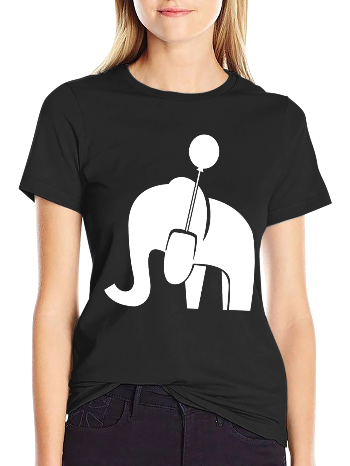 Black Elephant Balloon Graphic Tee - Unique Style view 2