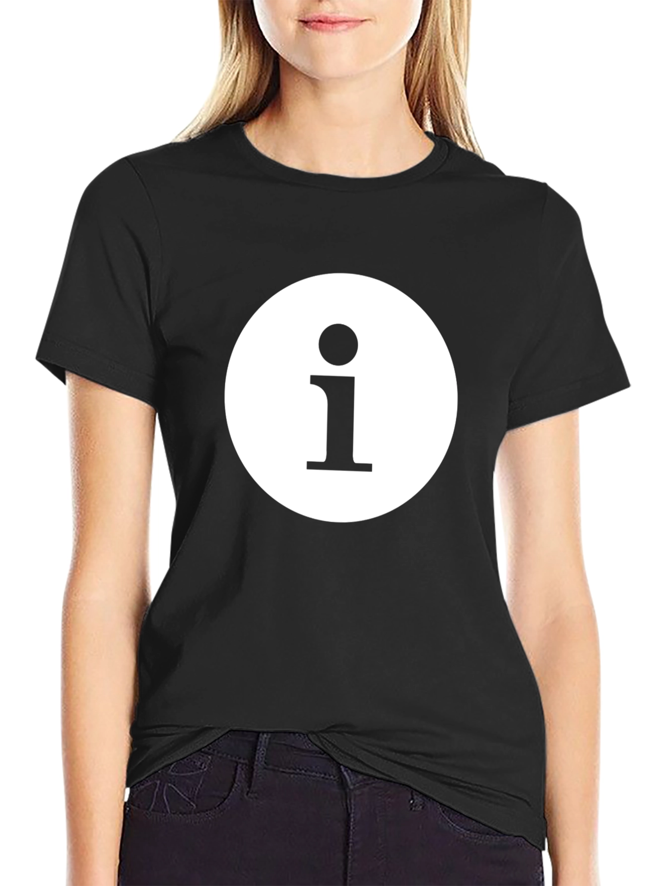 Black Info Icon Graphic Black T-Shirt view 2