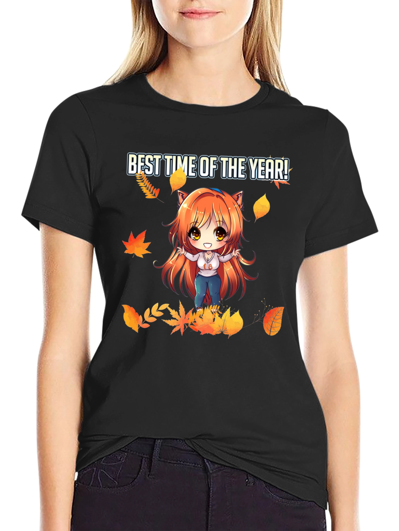 Black Anime Fall T-Shirt - Best Time of the Year! view 2
