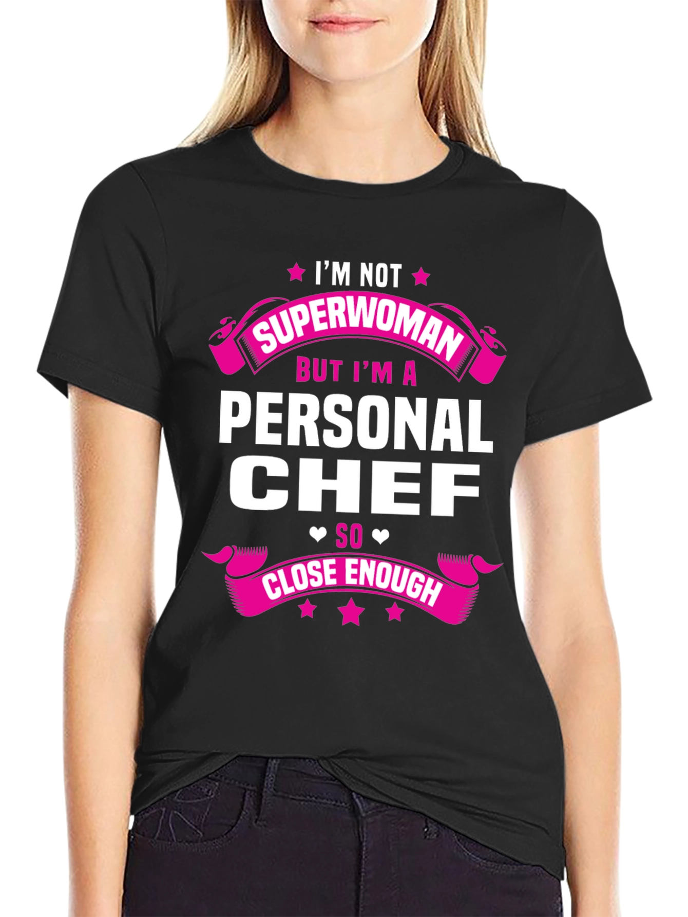 Black Personal Chef T-Shirt - Not Superwoman Funny Tee view 2