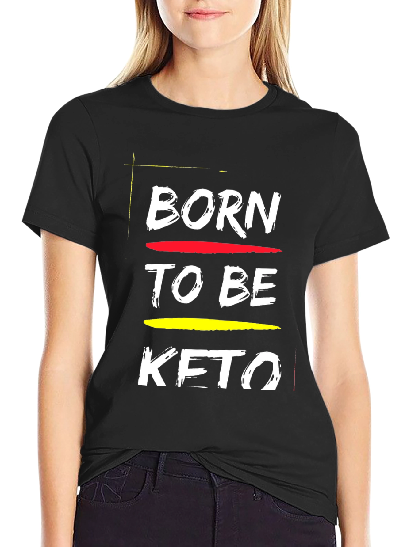 Black Born To Be Keto Black T-Shirt view 2