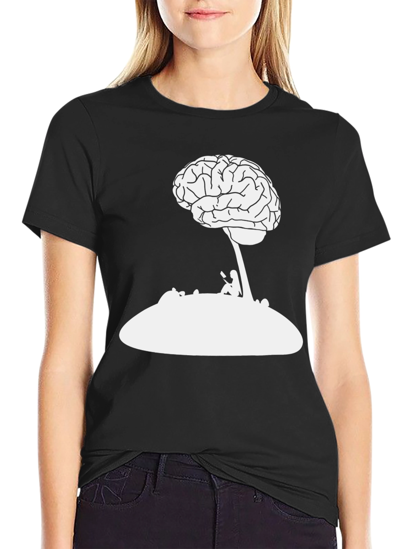 Black Brainy Black Tee - Thinker's Delight view 2