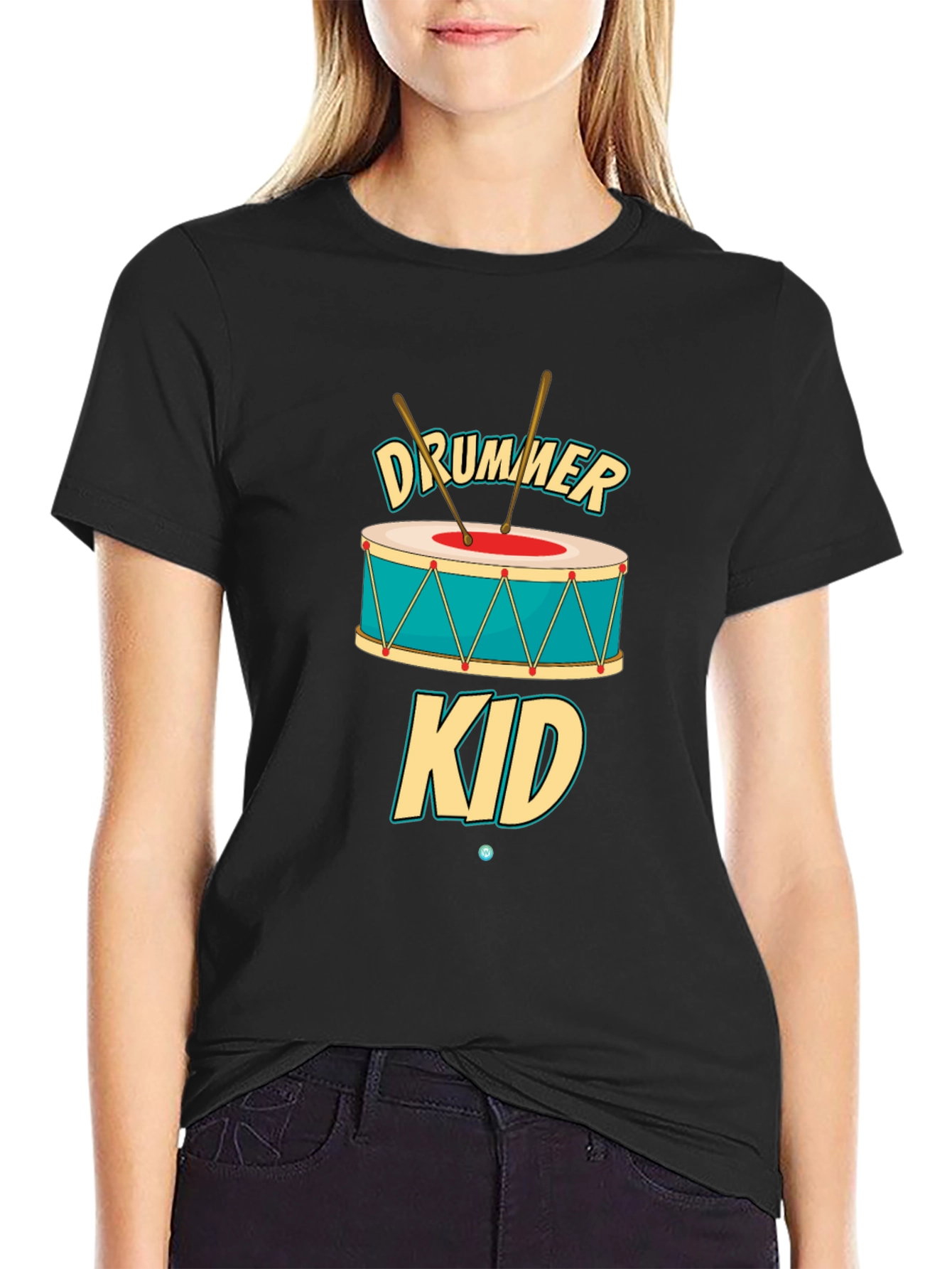 Black Drummer Kid Graphic T-Shirt - Music Lover Tee view 2