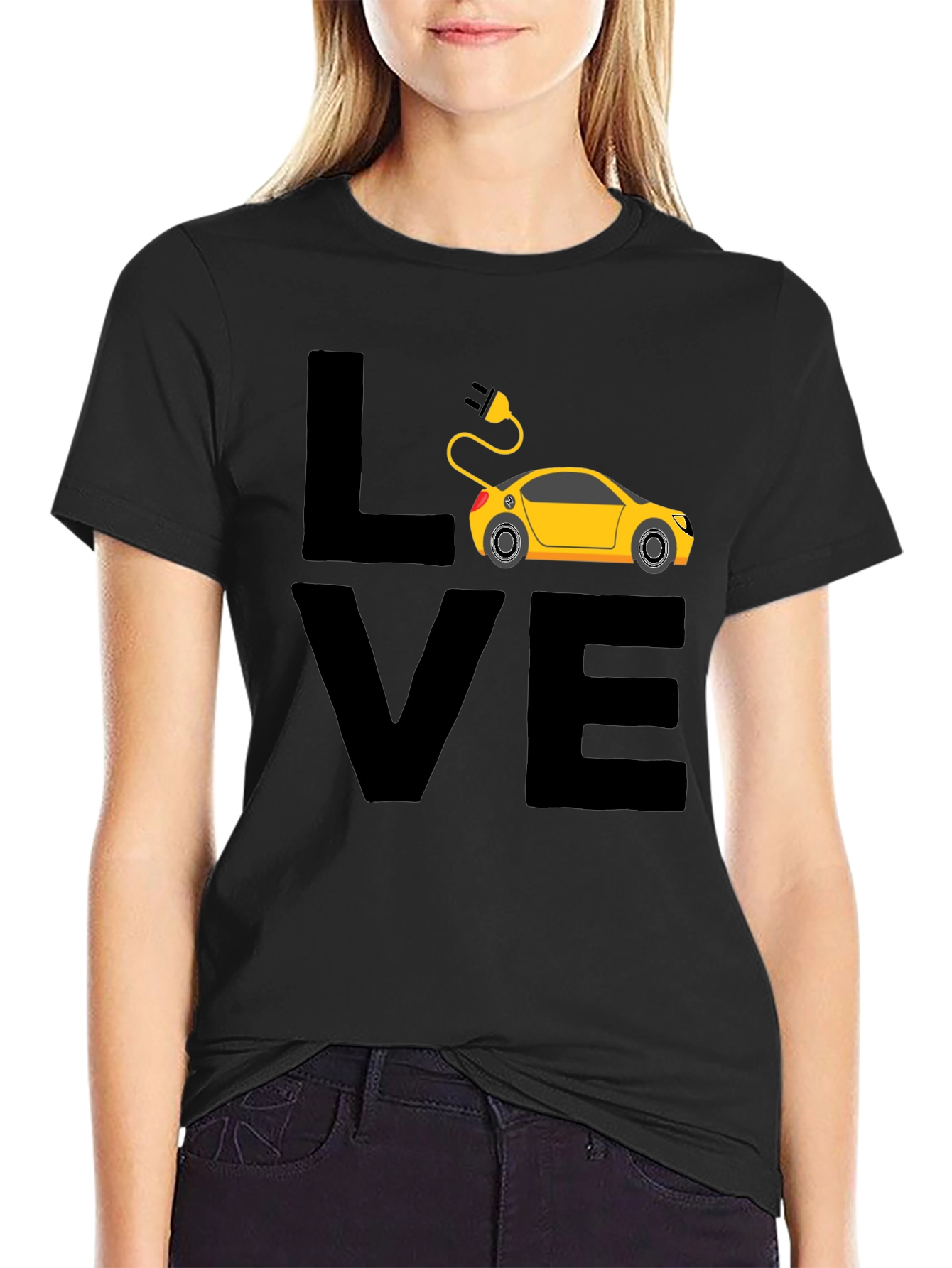 Black Electric Car Lover T-Shirt - Black view 2